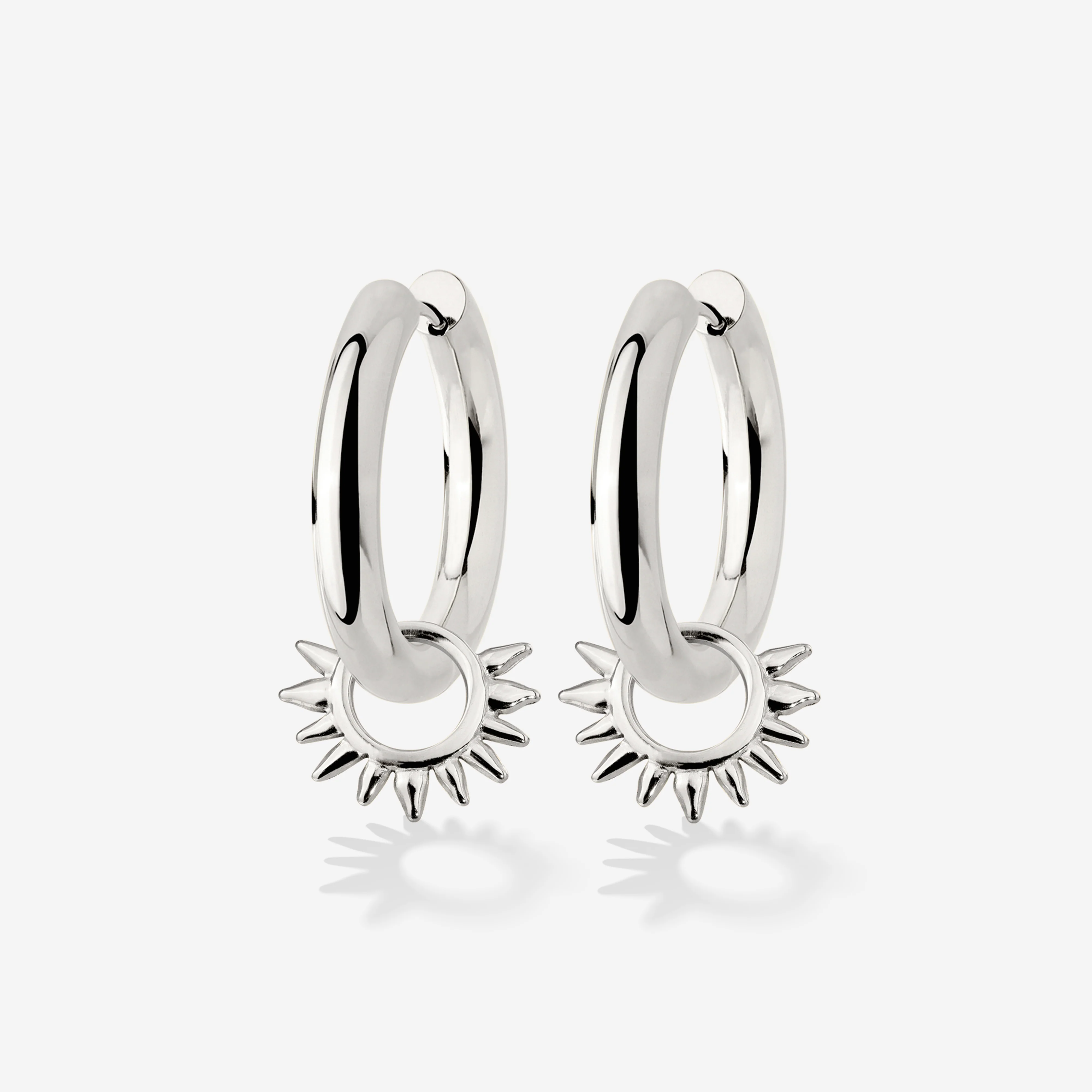 Chunky Sun Lover Hoop Set Medium Silver