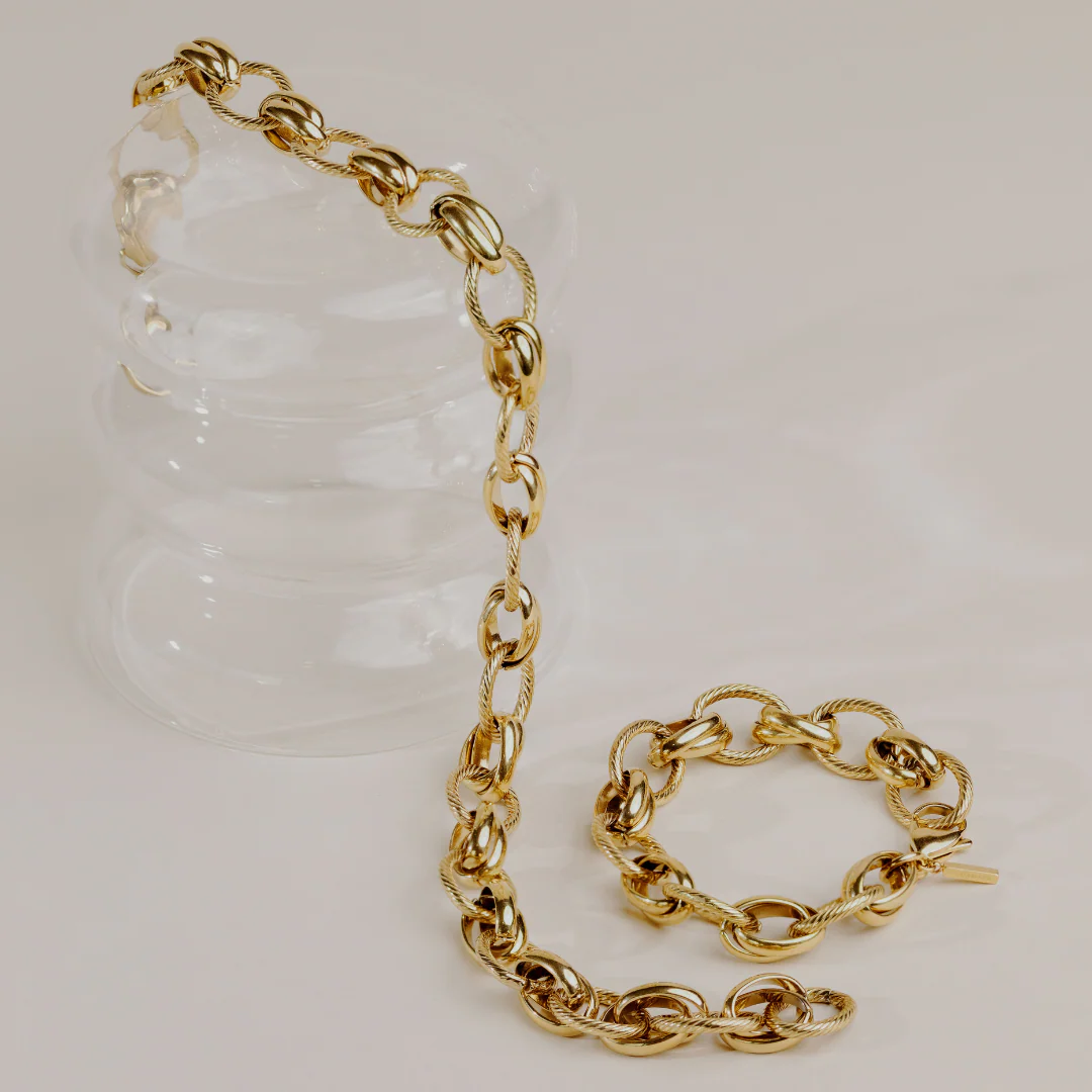 Chunky Twisted Links Necklace Rose Gold - Image 5