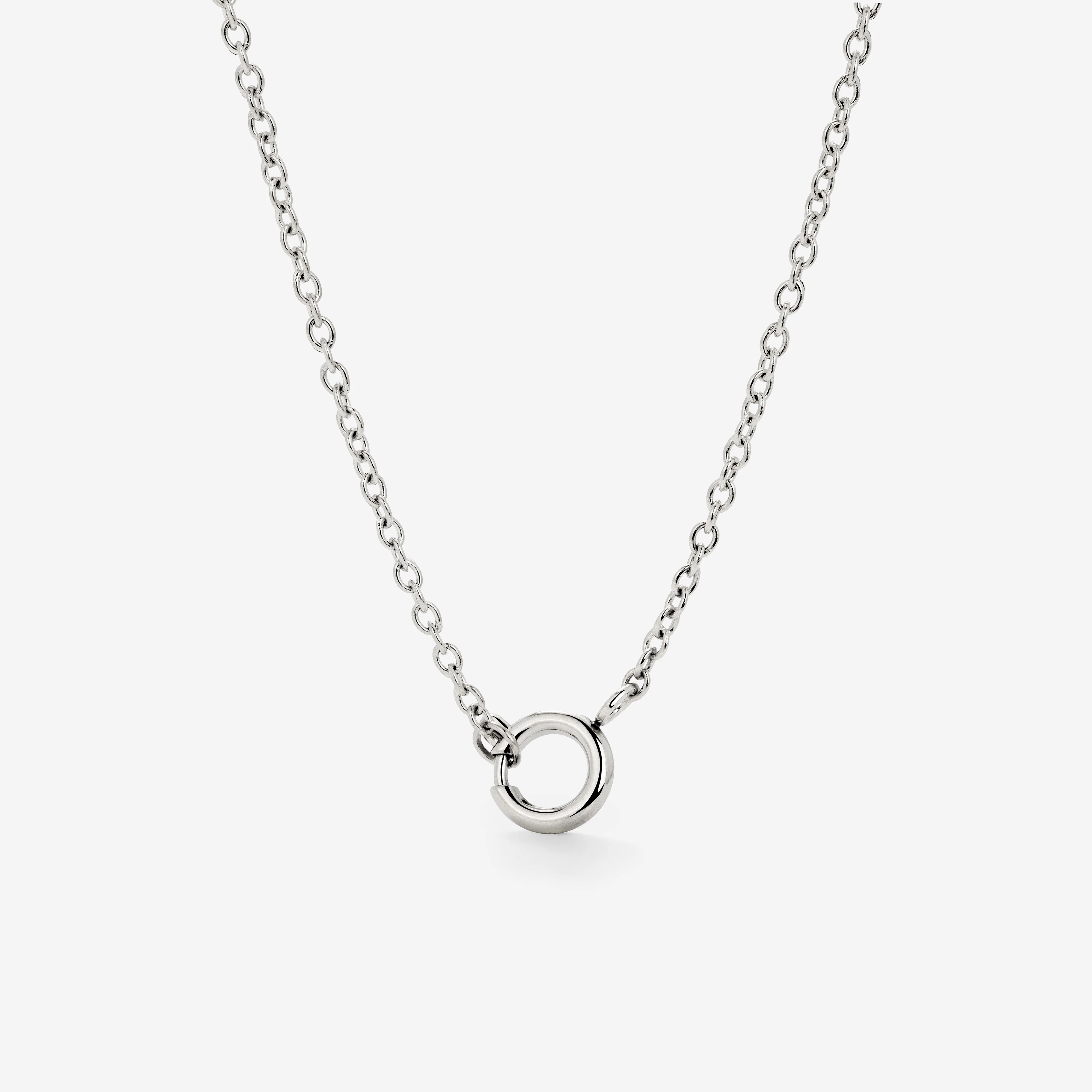 Classic Chain Charm Necklace Silver