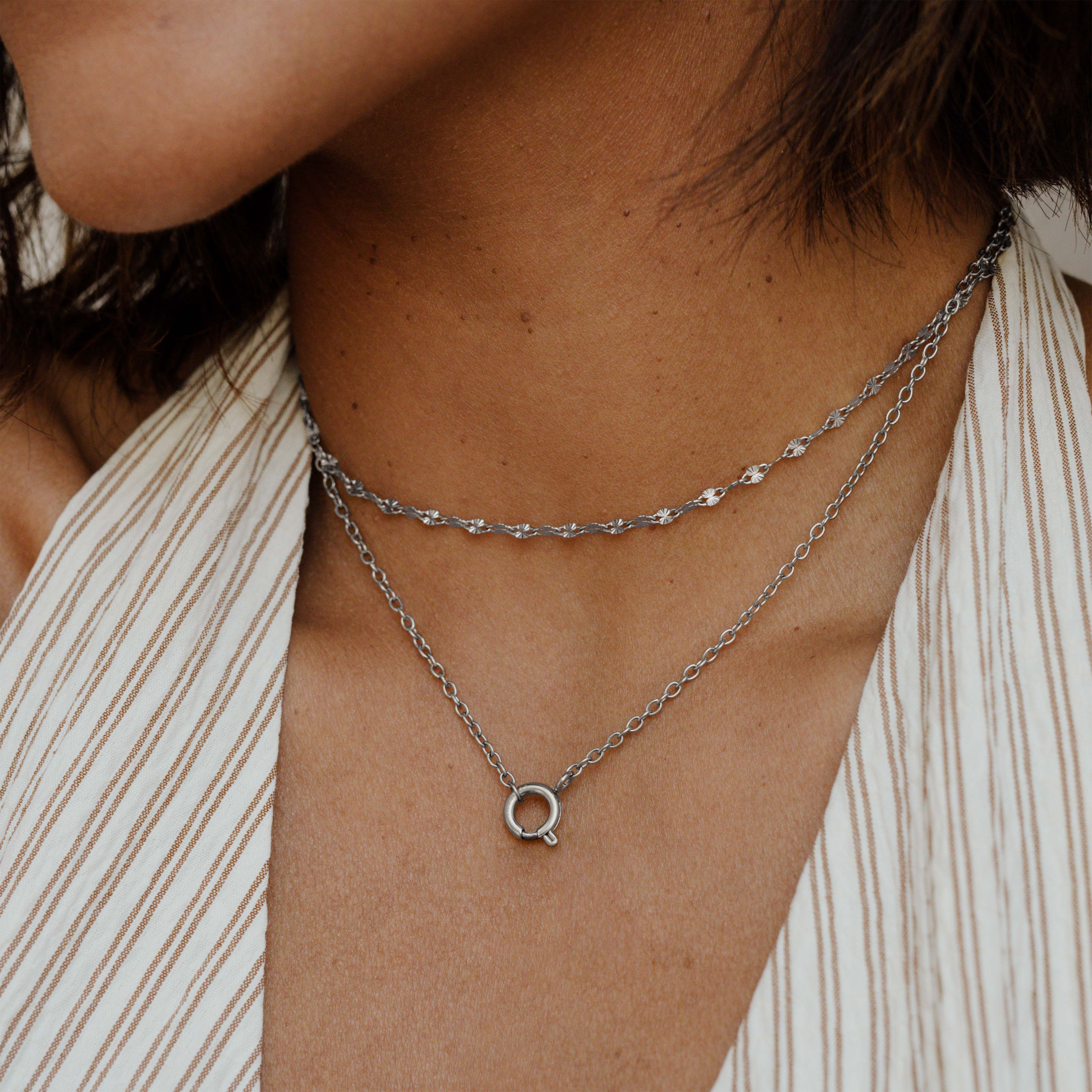 Classic Chain Charm Necklace Silver - Image 2