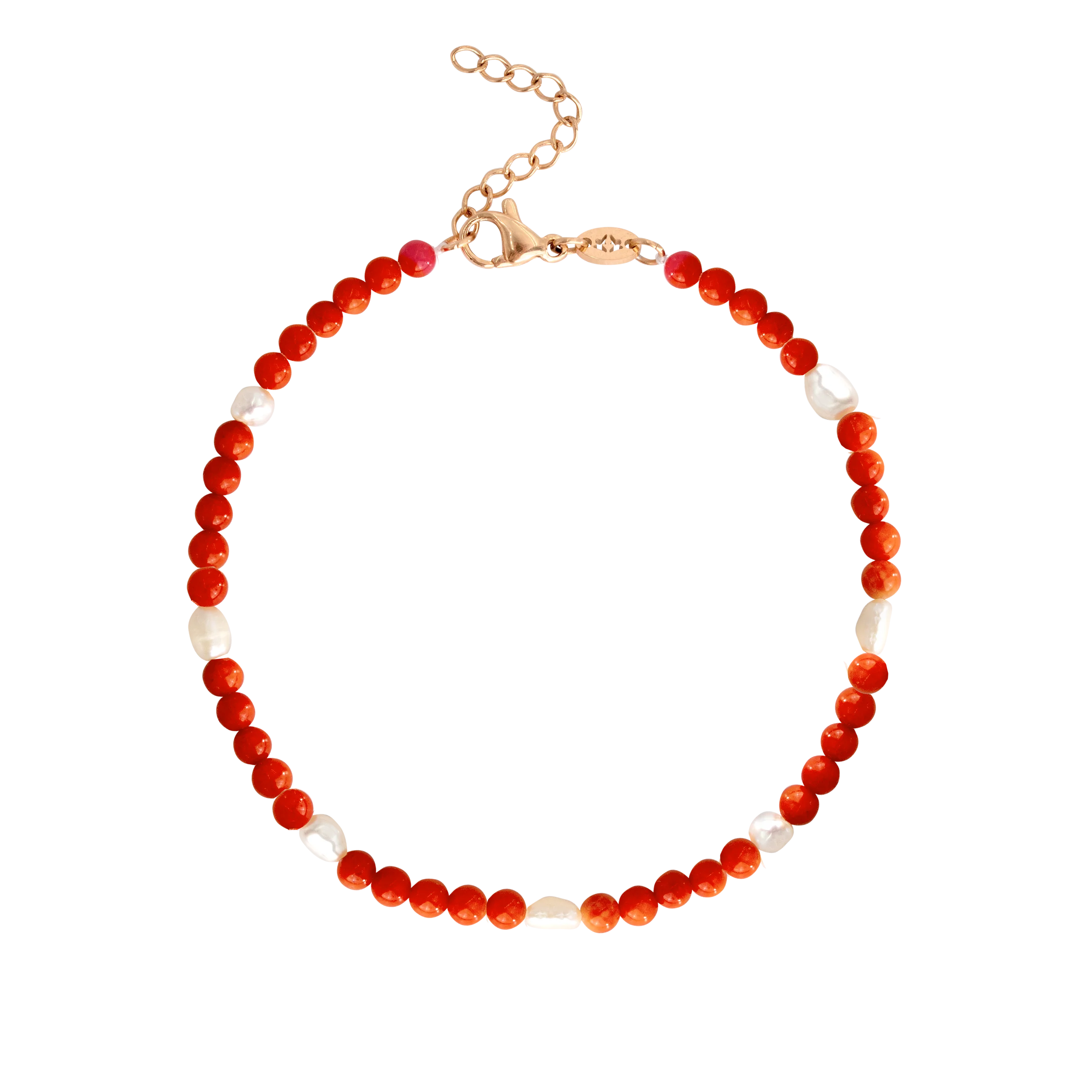 Coral Color Anklet Rose Gold