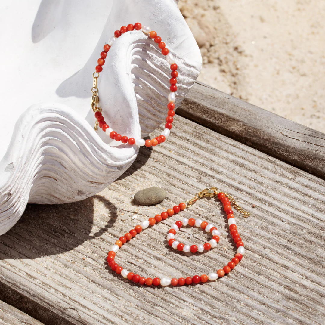 Coral Color Anklet Rose Gold - Image 3