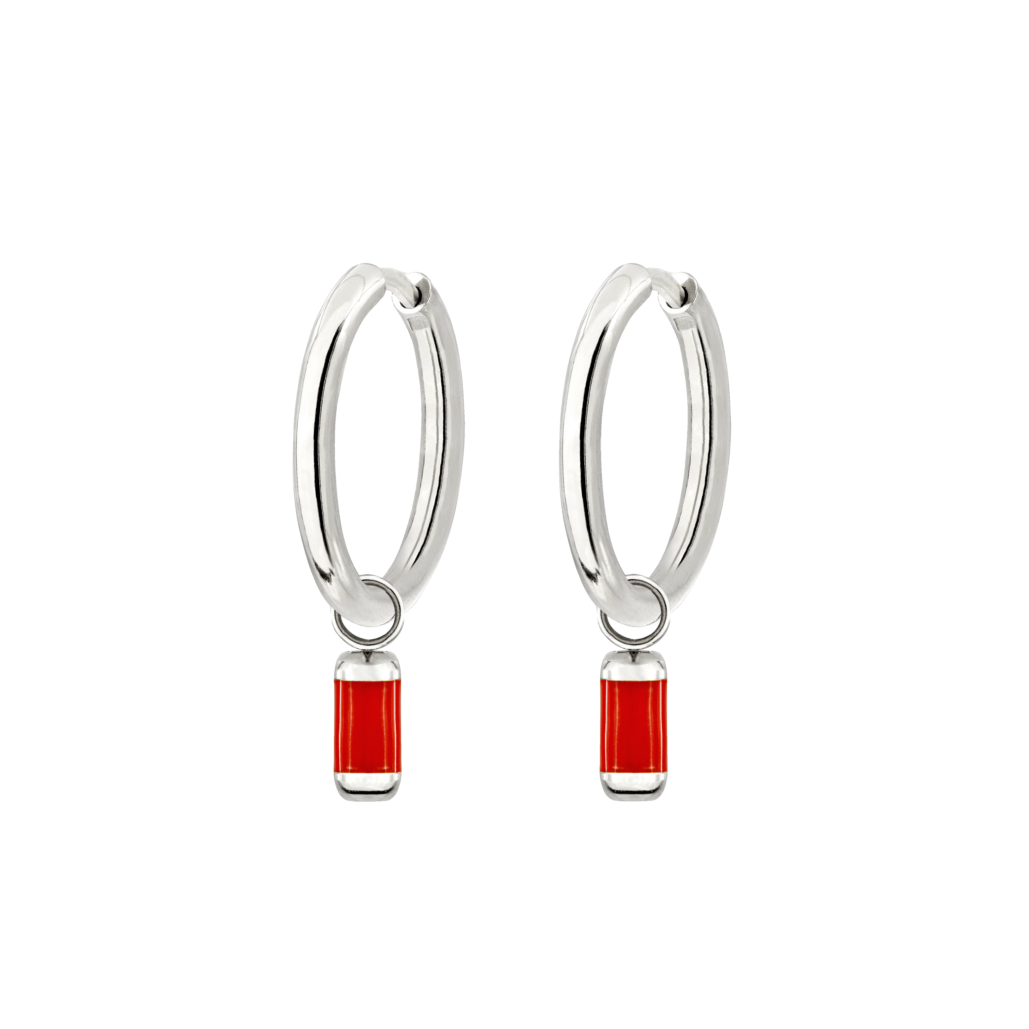 Coral Color Sierra Hoop Set Medium Silver