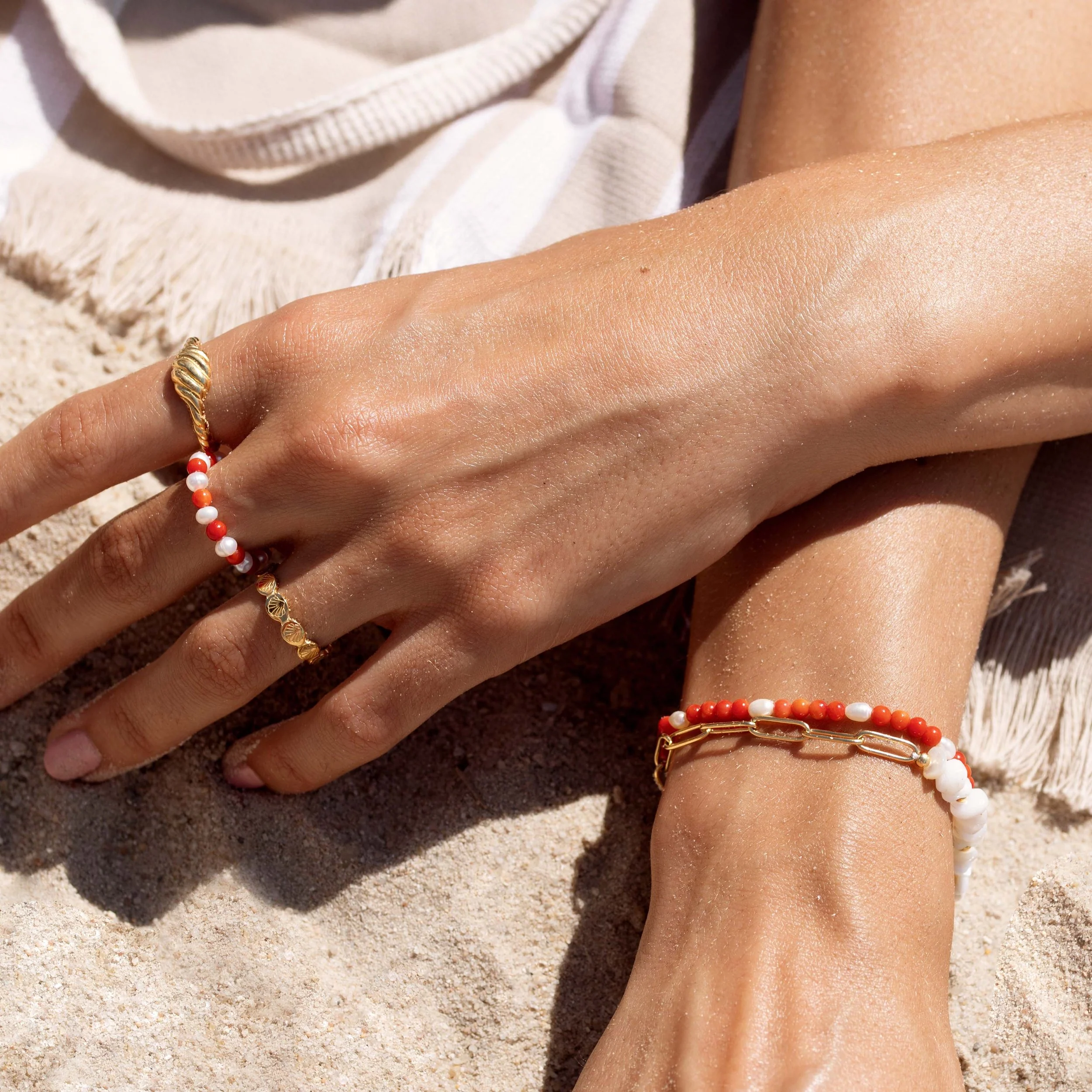 Coral Pearl Ring - Image 2