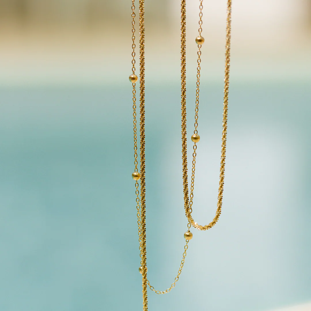 Criss Cross Chain Necklace Gold - Image 4