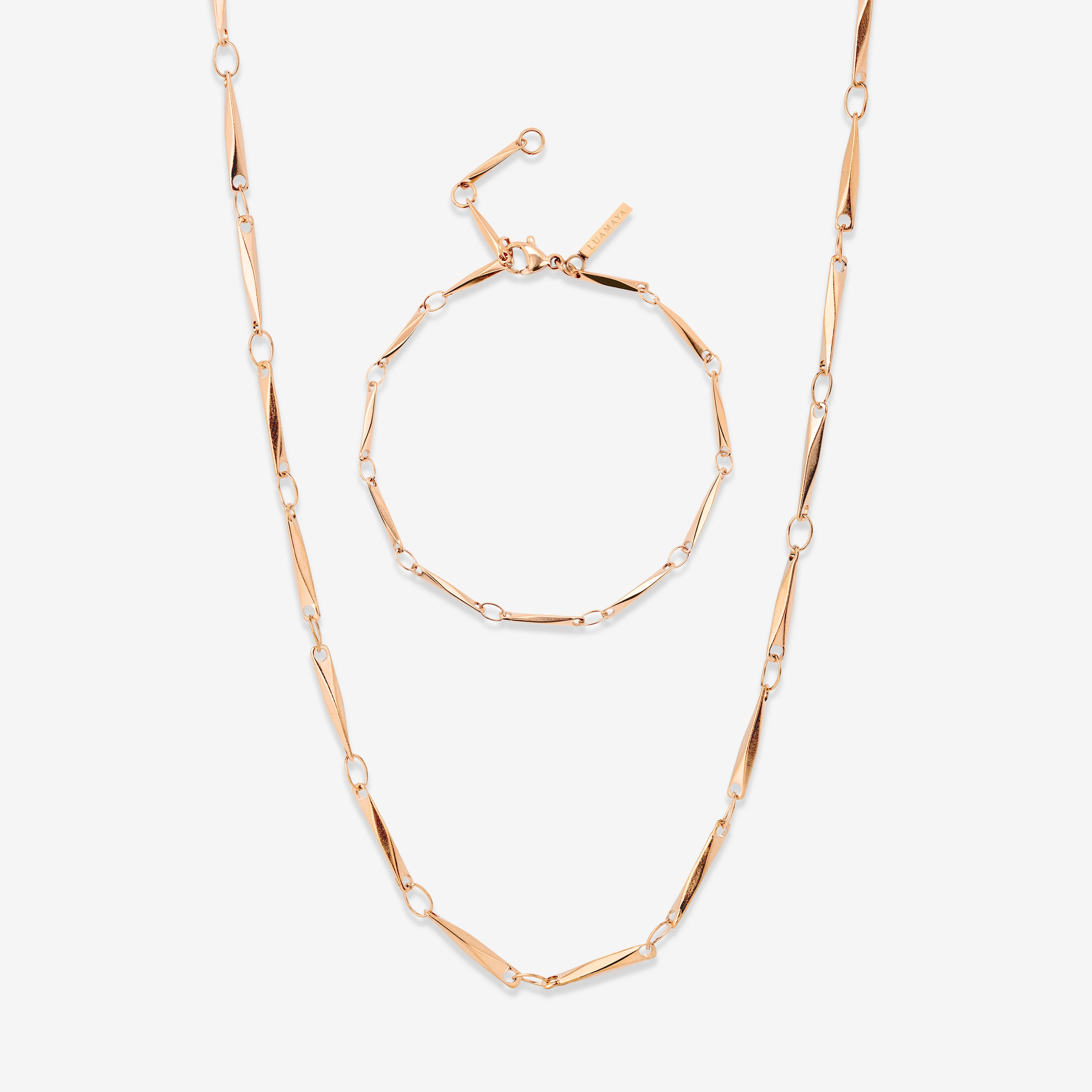 Curved Links Bundle Rose Gold