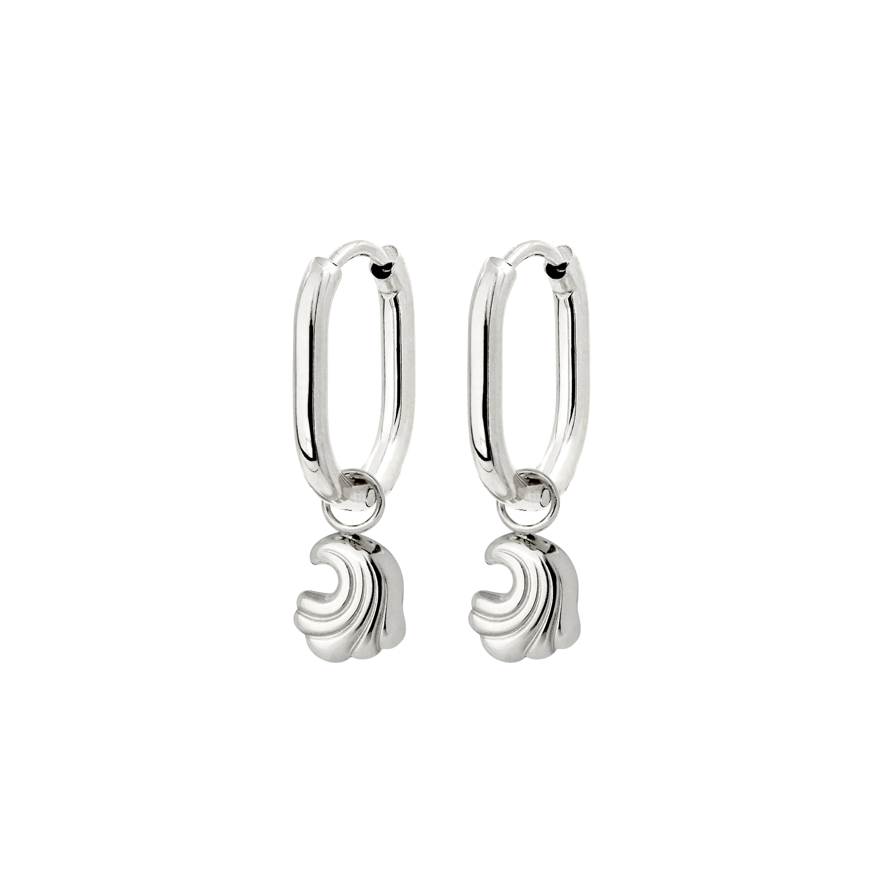 Curvy Wave Oval Hoop Set Baby Silver
