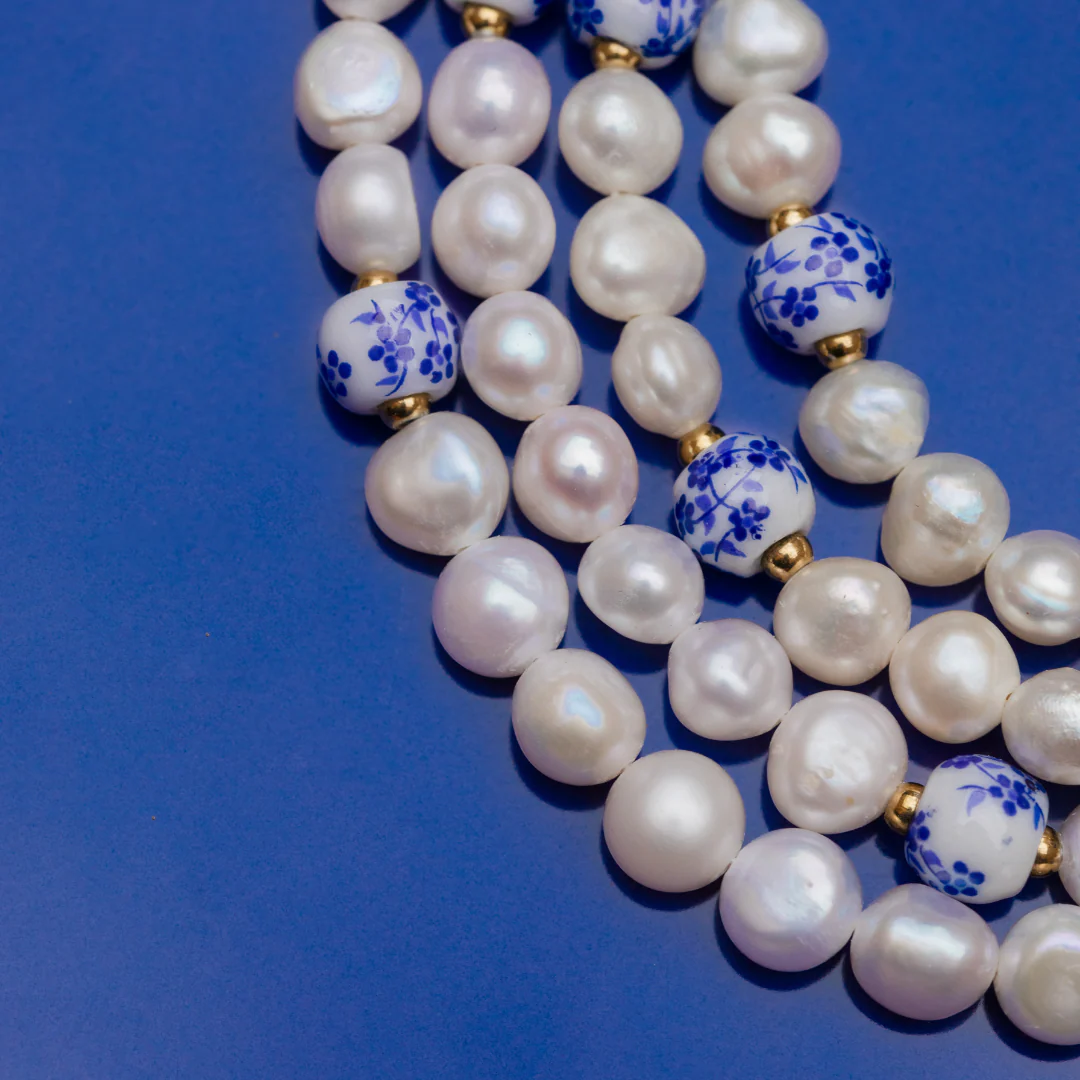 Flower Tile Pearl Bracelet Silver - Image 4
