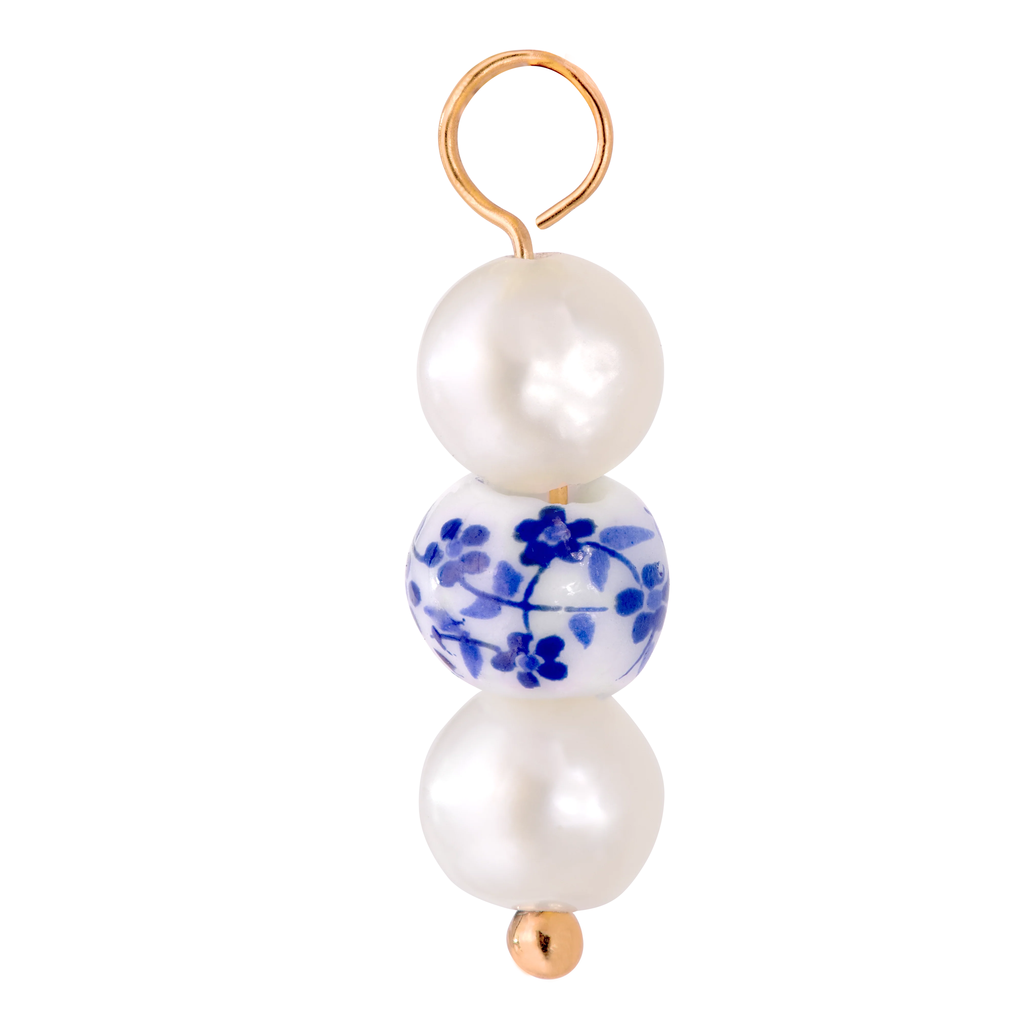 Flower Tile Pearl Hoop Set Small Rose Gold - Image 3