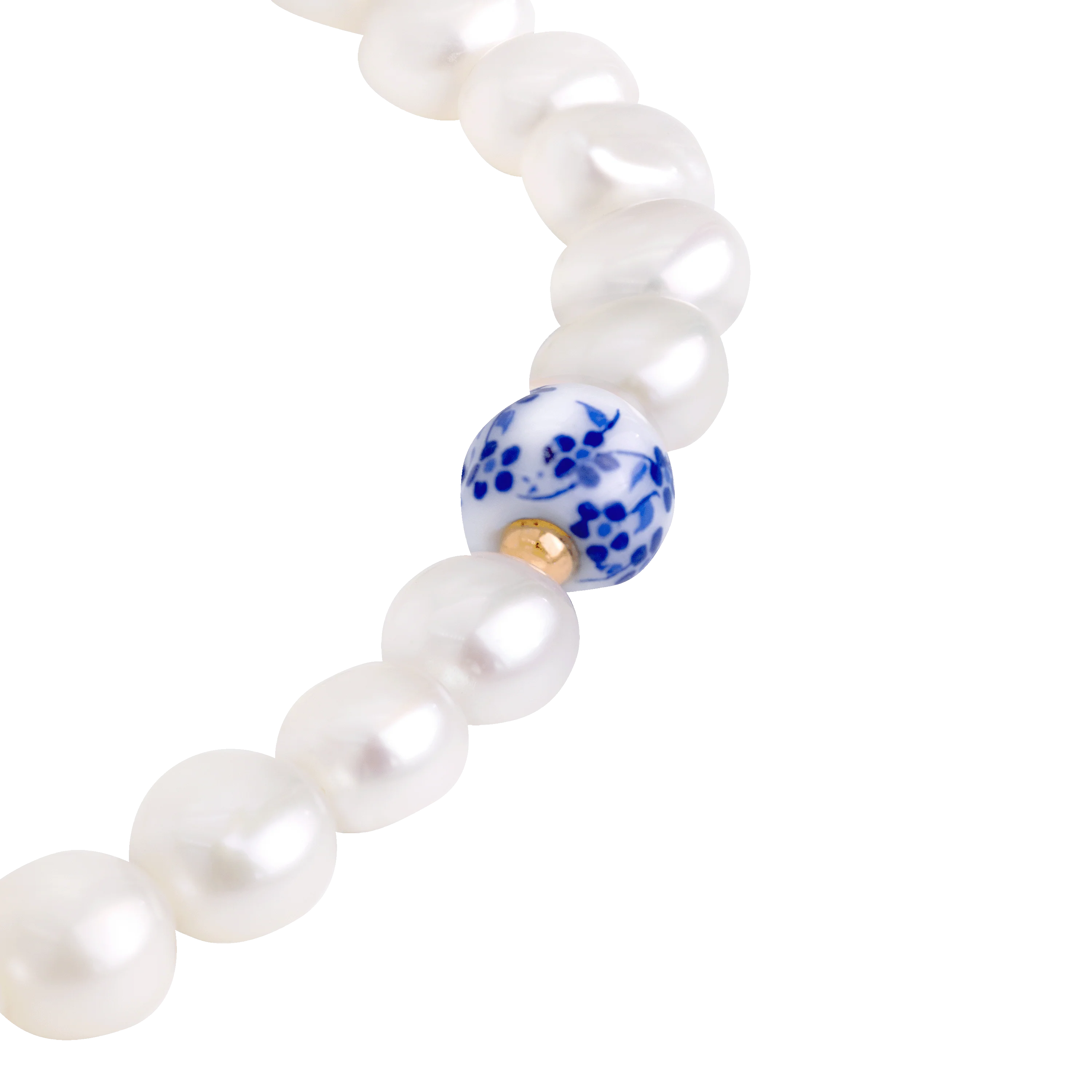 Flower Tile Pearl Necklace Rose Gold - Image 3