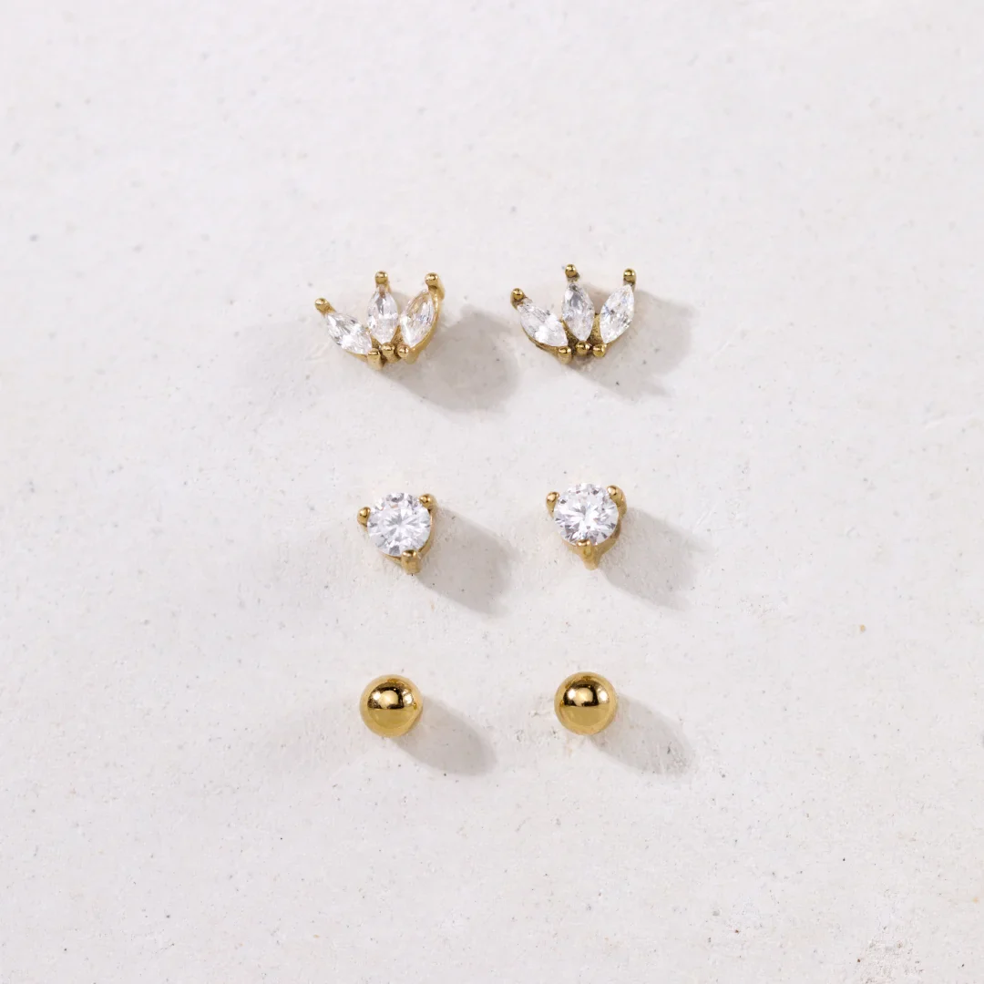 Delicate Bead Studs Gold - Image 4