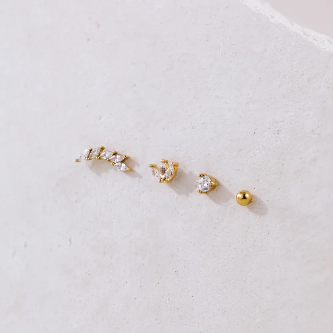 Delicate Bead Studs Gold - Image 5