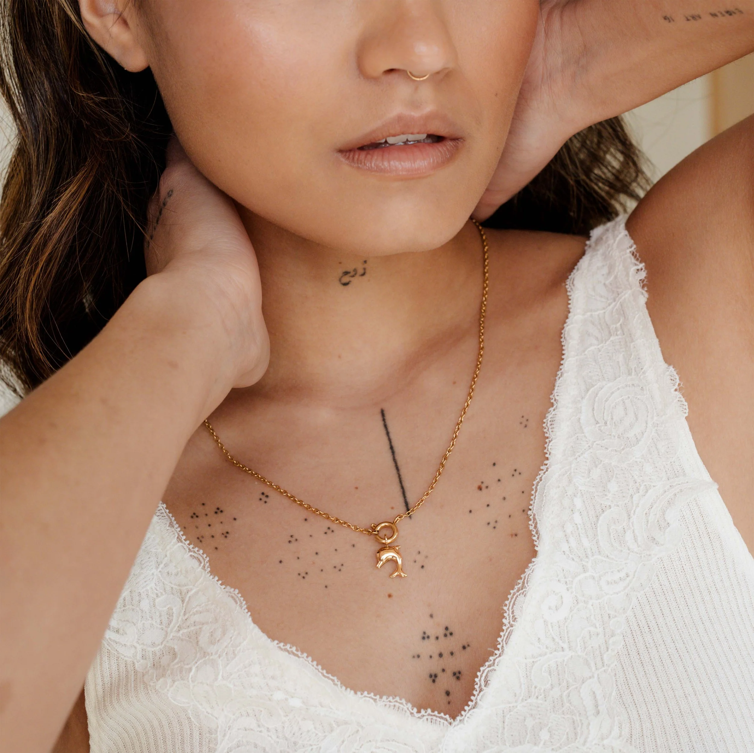 Dolphin Classic Chain Necklace Set Rose Gold - Image 2