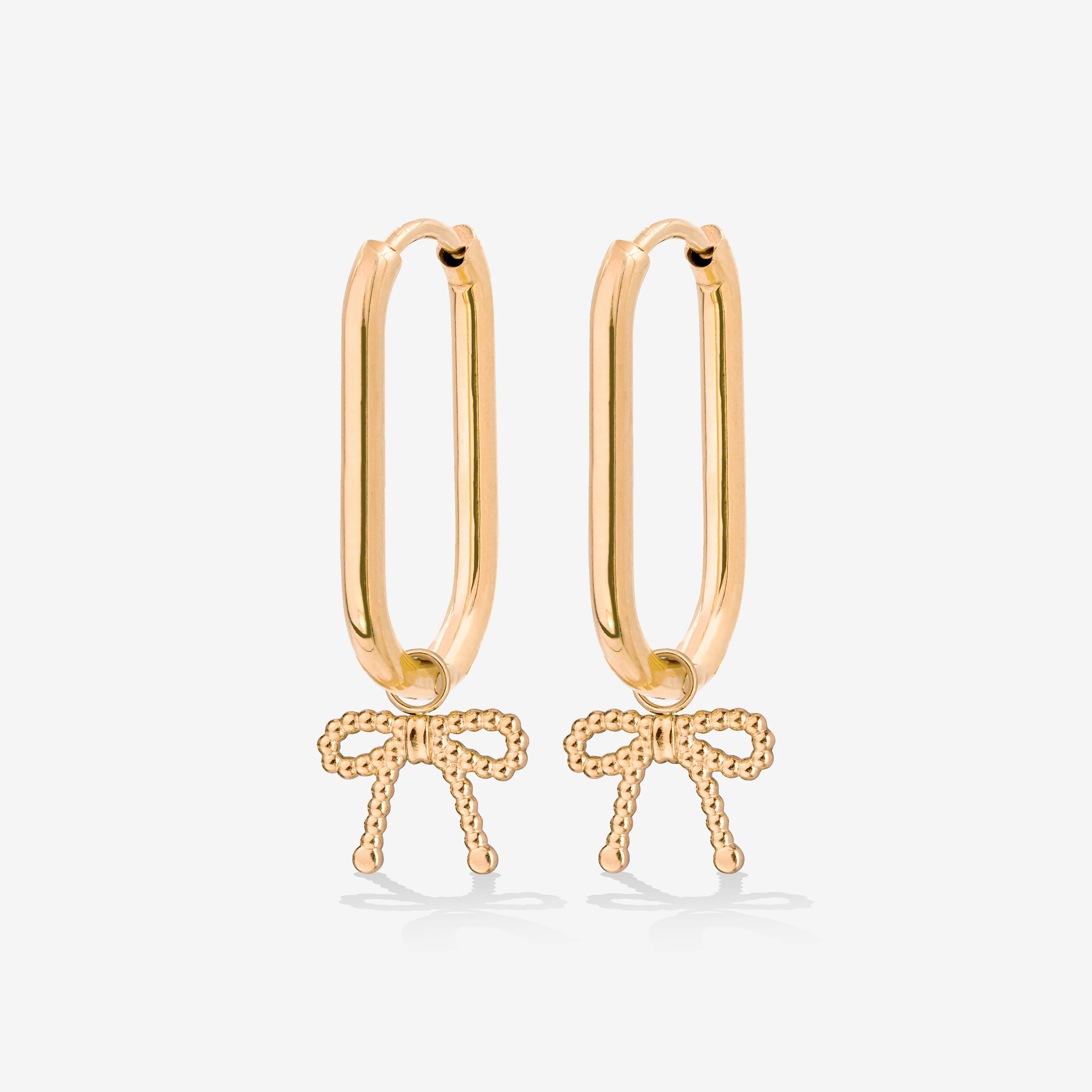 Dotted Ribbon Oval Hoop Set Small Rose Gold