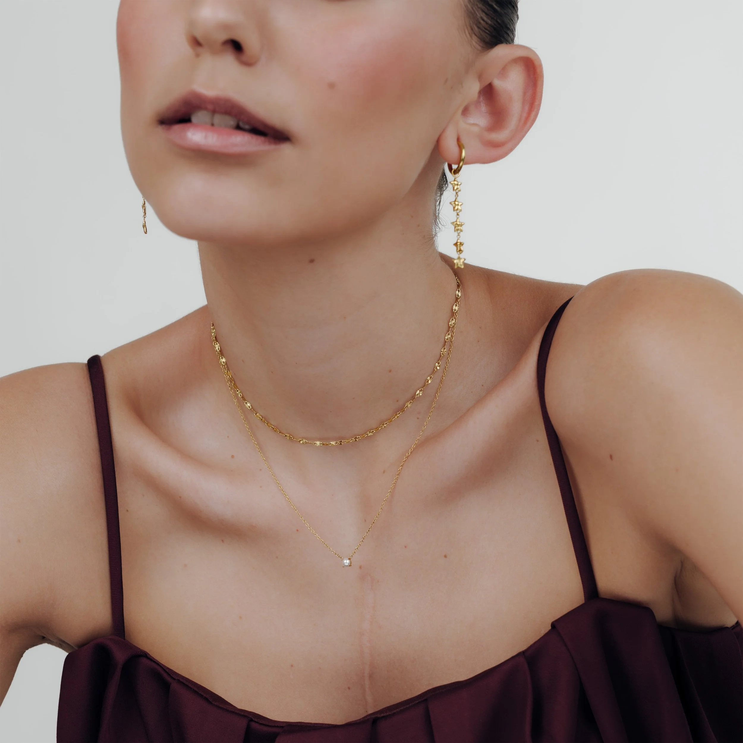 Dream Pearl Choker Stud Earrings Gold - Image 3