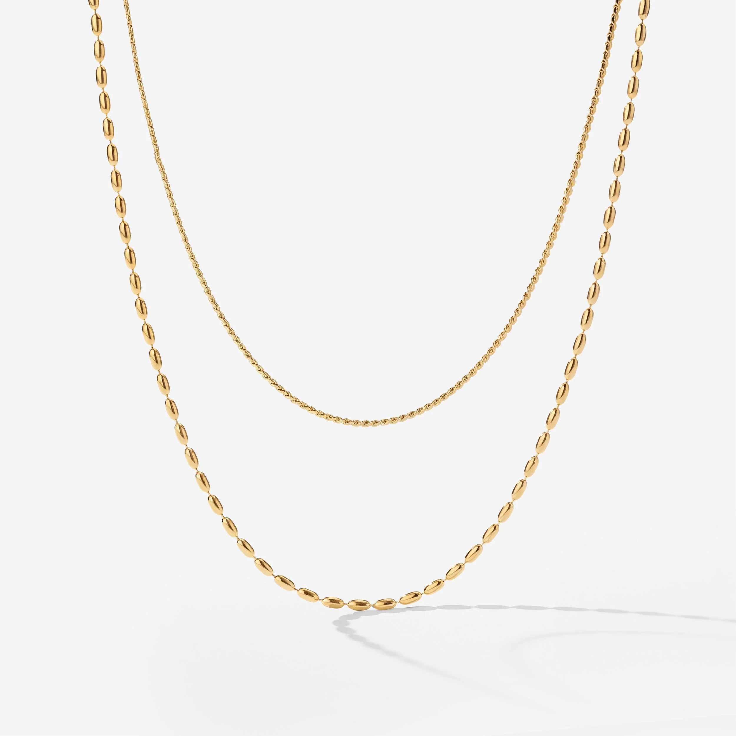 Droplet Double Necklace Gold