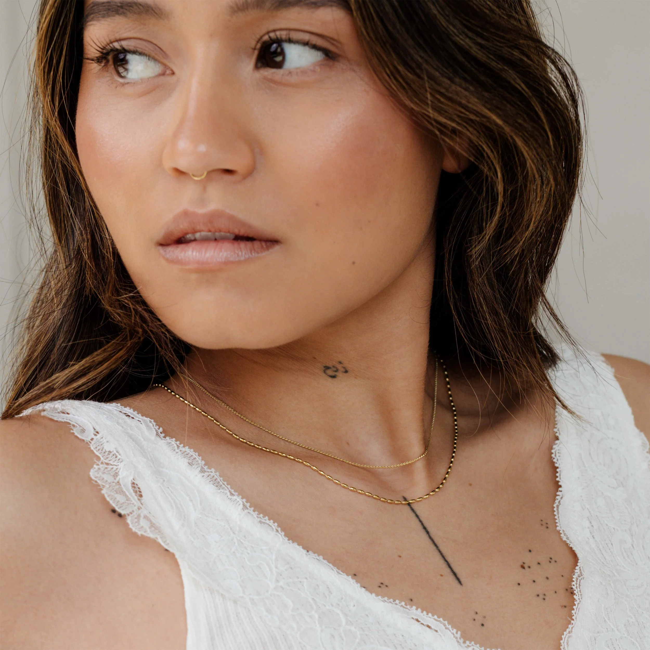 Droplet Double Necklace Gold - Image 2