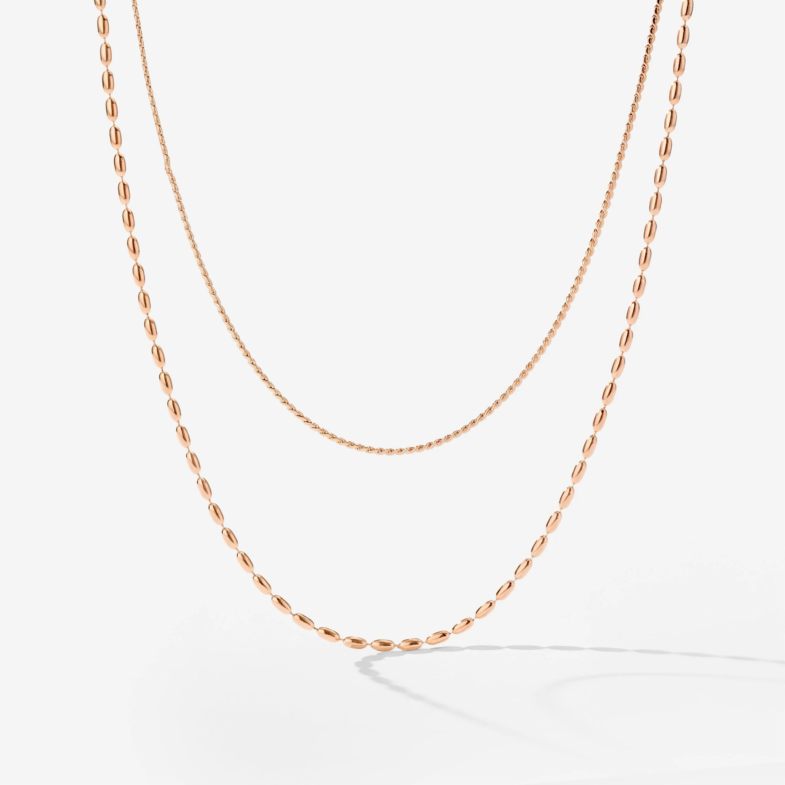 Droplet Double Necklace Rose Gold