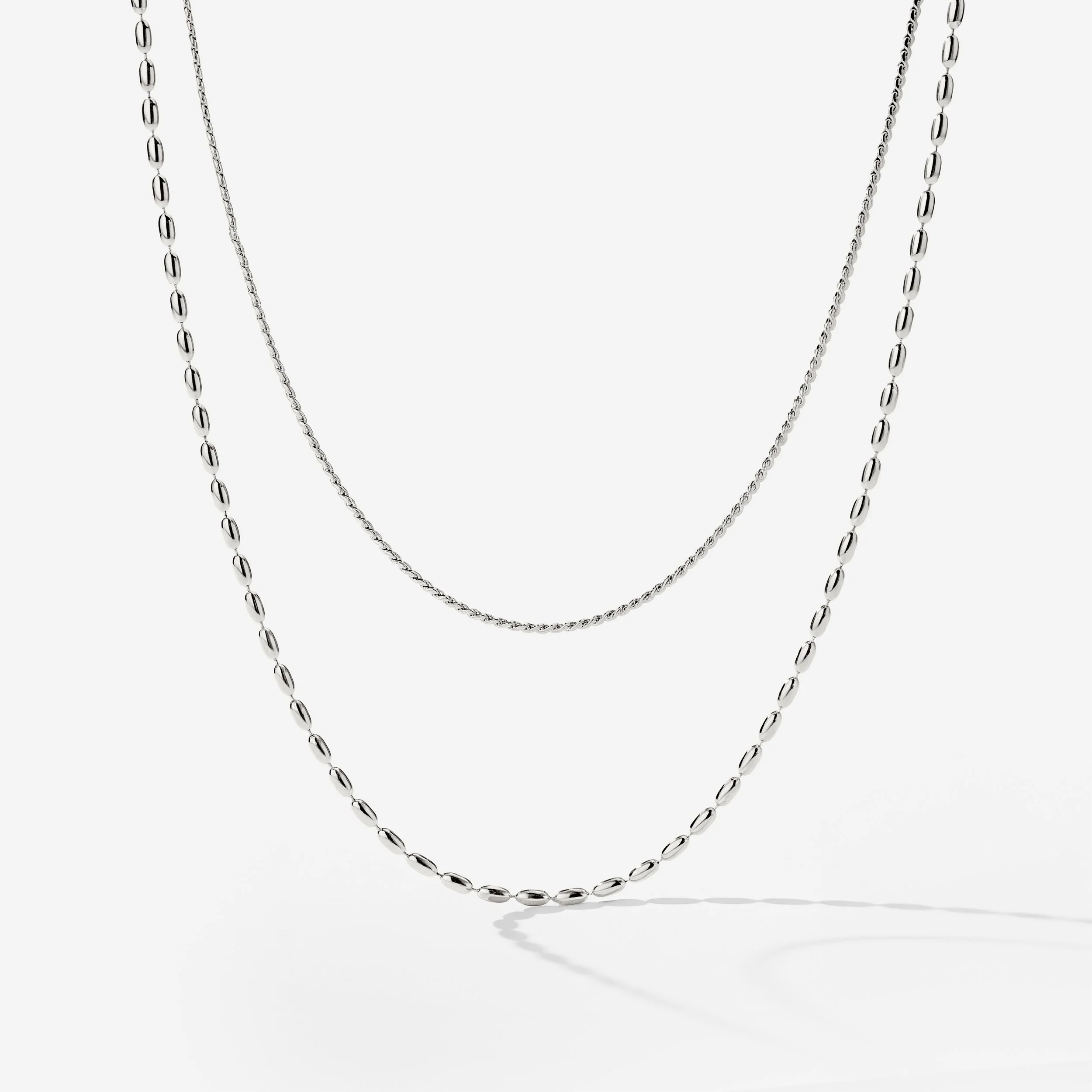 Droplet Double Necklace Silver