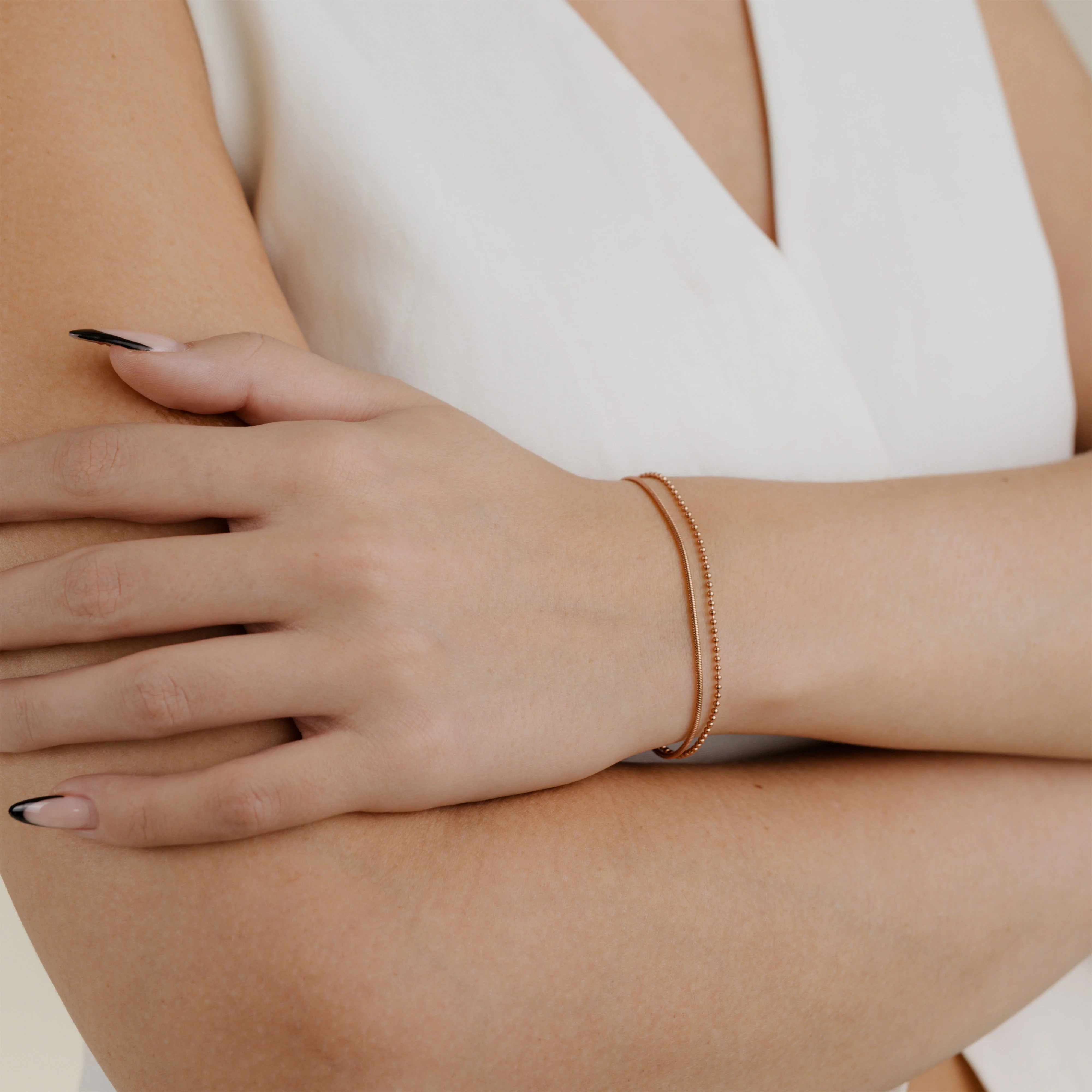 Duo Beads Bracelet Rose Gold - Image 2