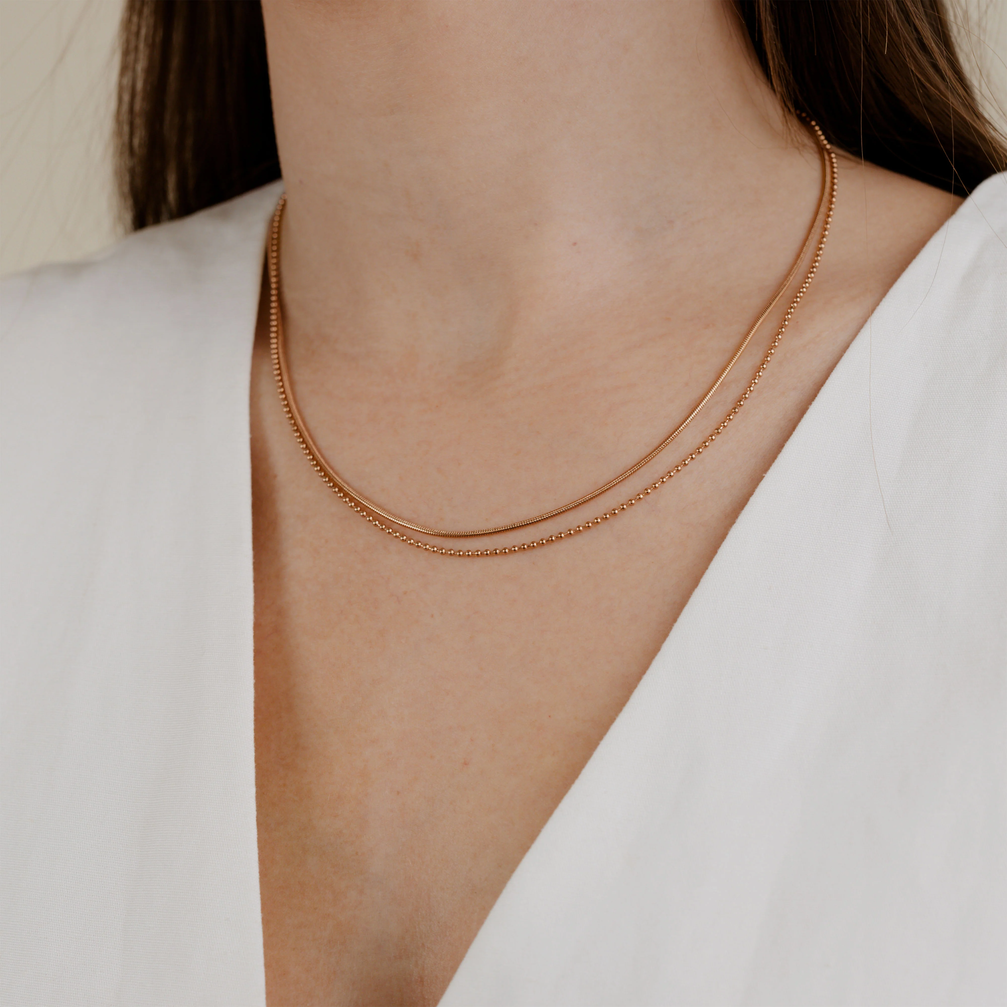 Duo Beads Necklace Rose Gold - Image 2