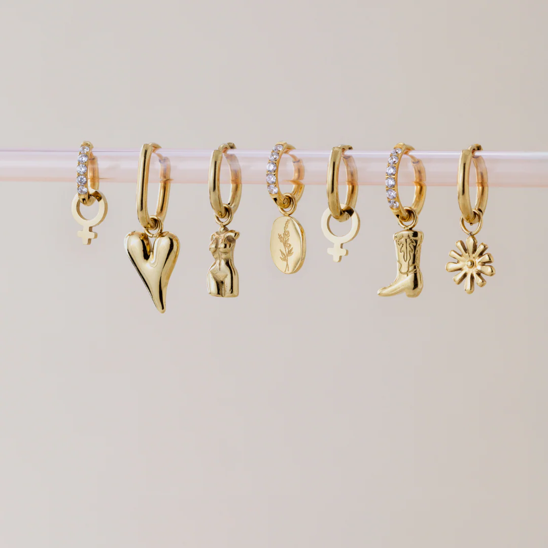 Female Icon Hoop Set Small Gold - Image 4