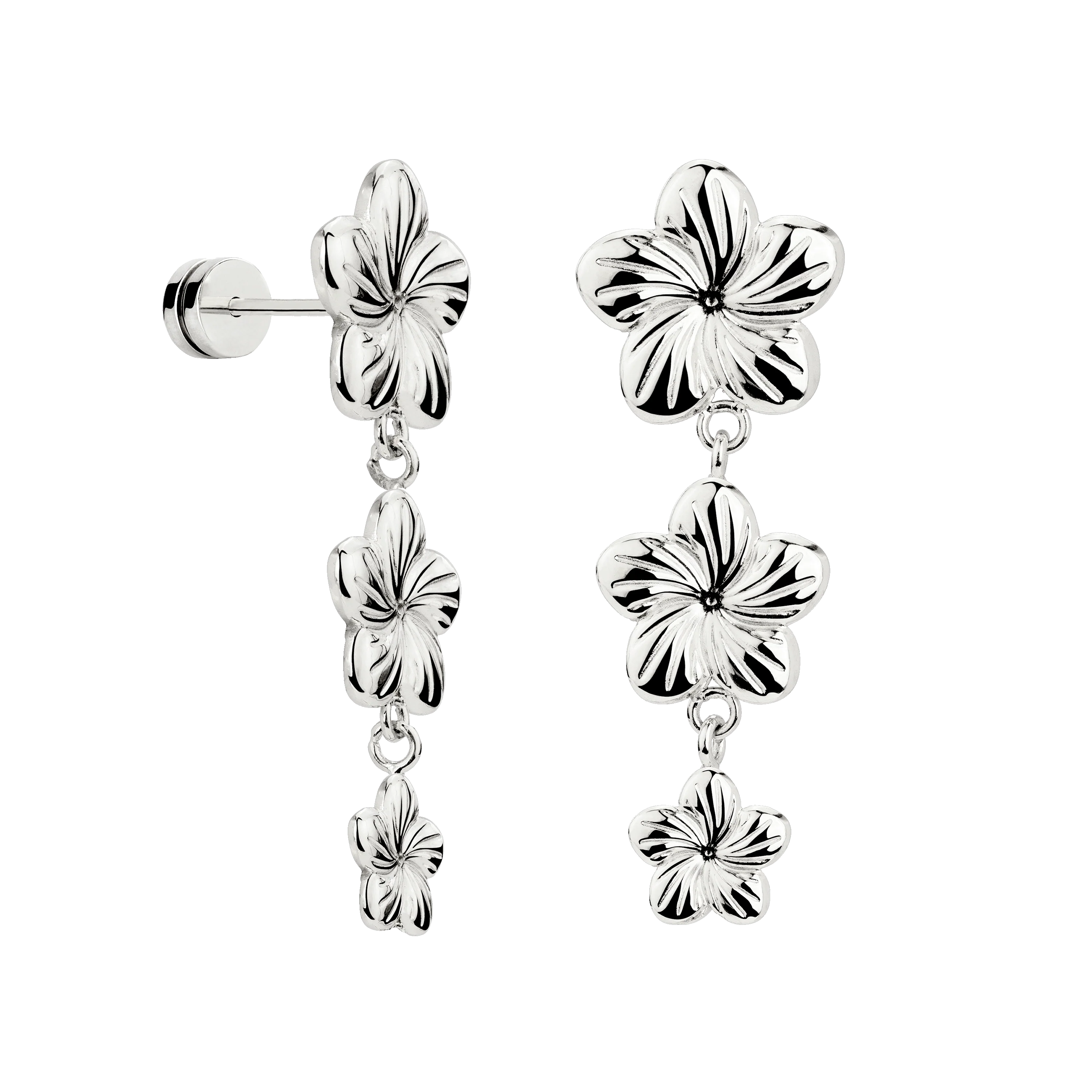 Floral Trinity Earrings Silver