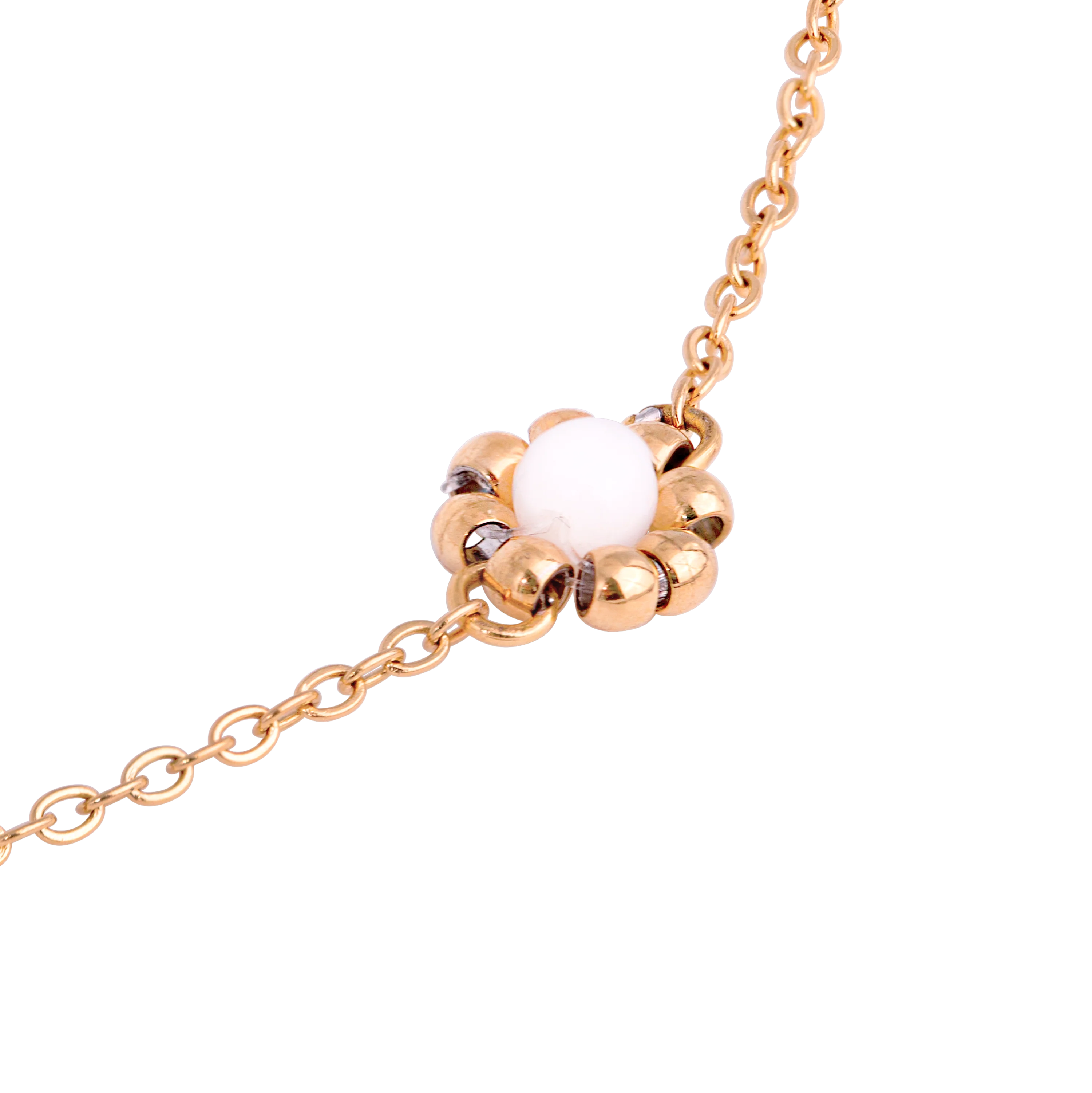 Flower 'n' Beads Necklace Rose Gold - Image 3