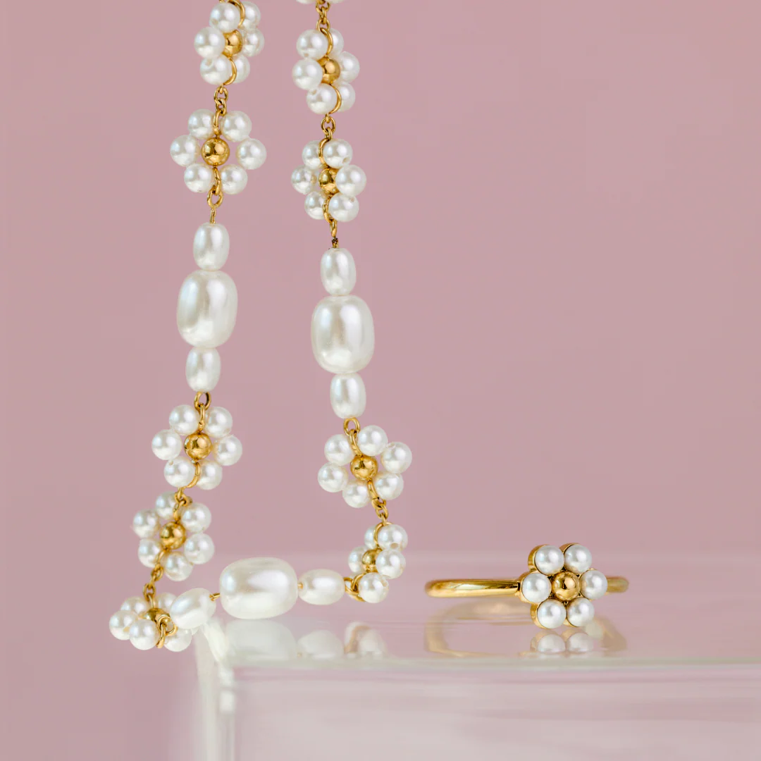 Flowery Pearls Choker Gold - Image 5