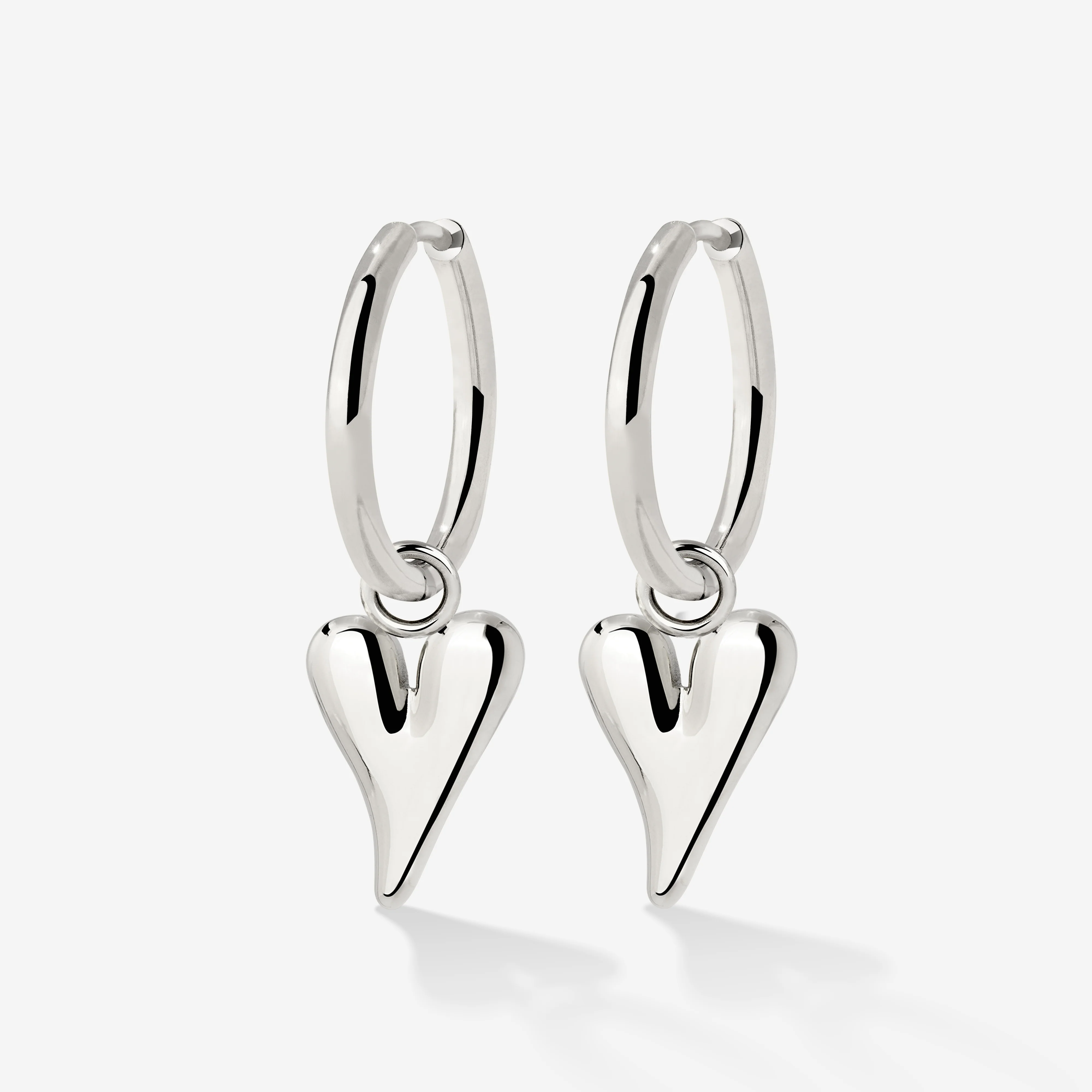 Flowy Heart Hoop Set Medium Silver