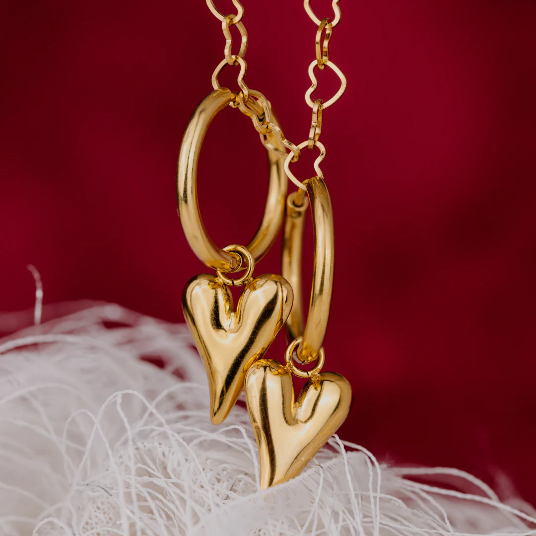 Flowy Heart Hoop Set Medium Silver - Image 3