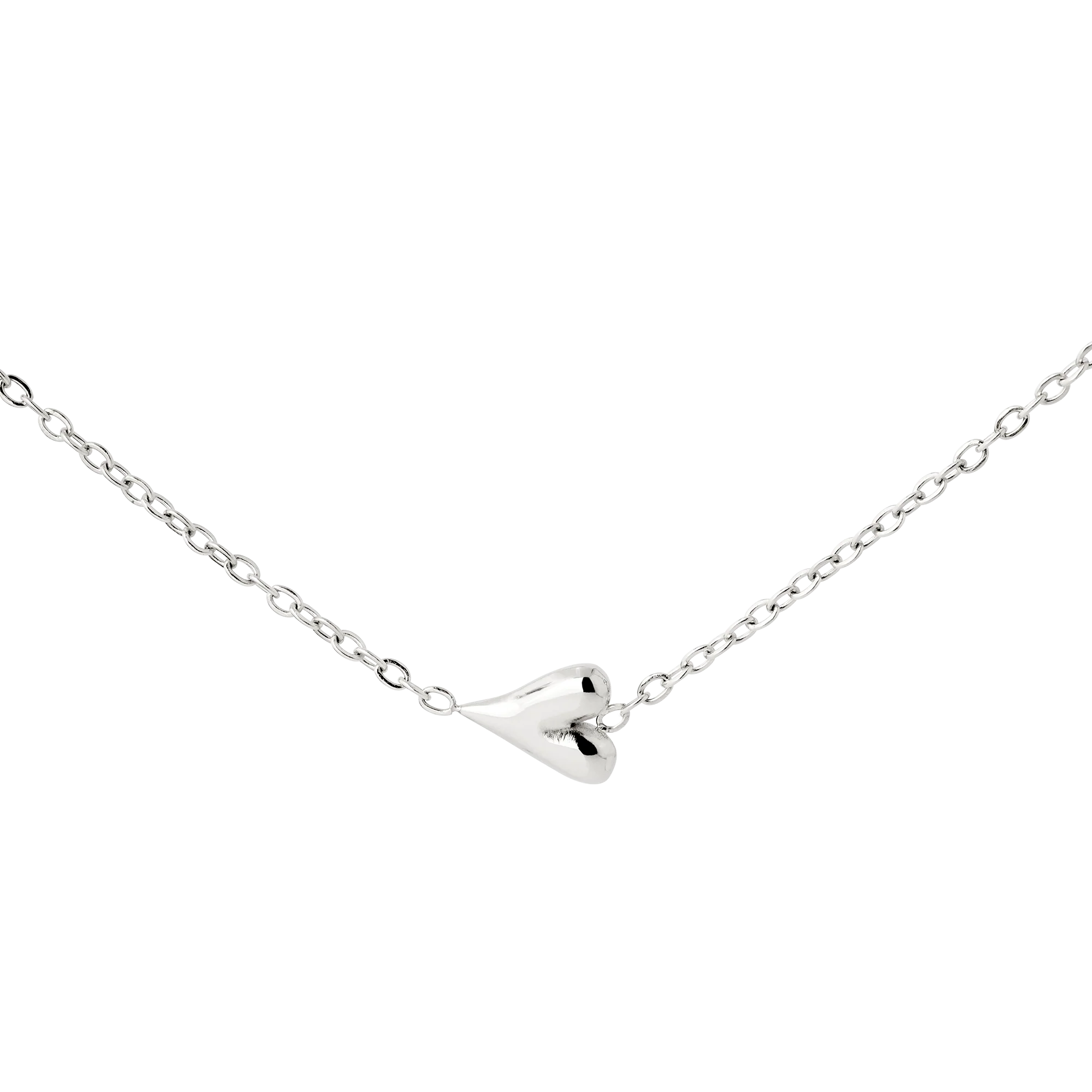 Flowy Heart Necklace Silver