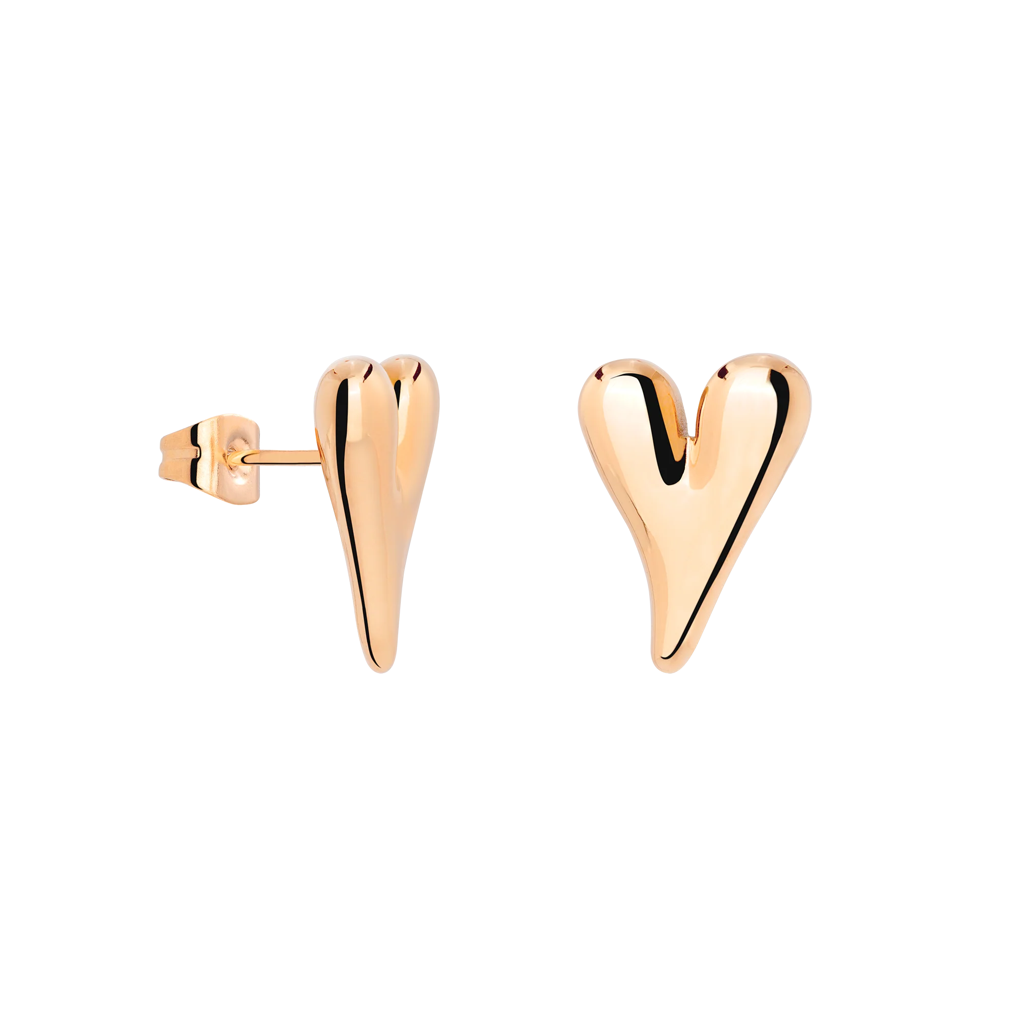Flowy Heart Studs Small Rose Gold