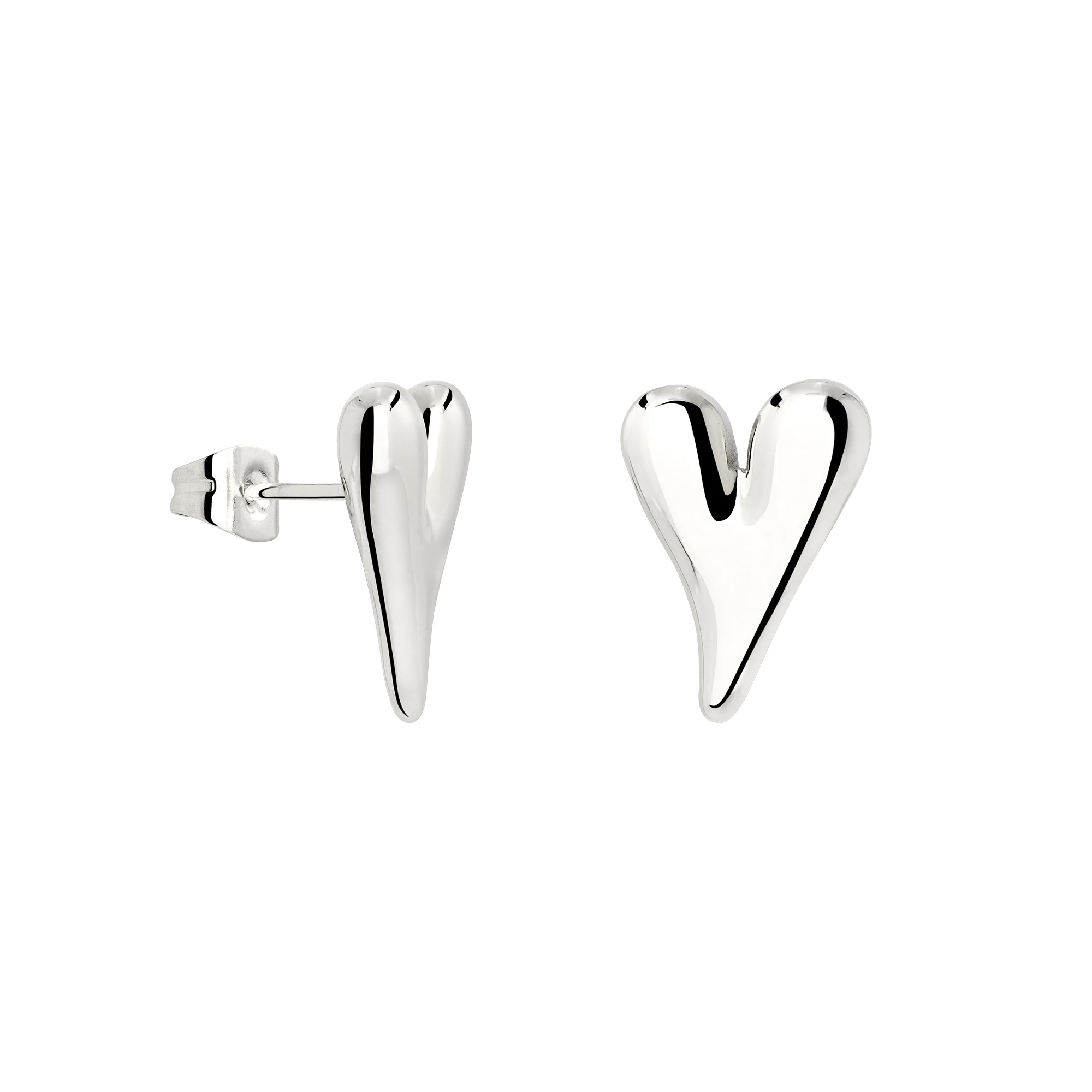 Flowy Heart Studs Small Silver