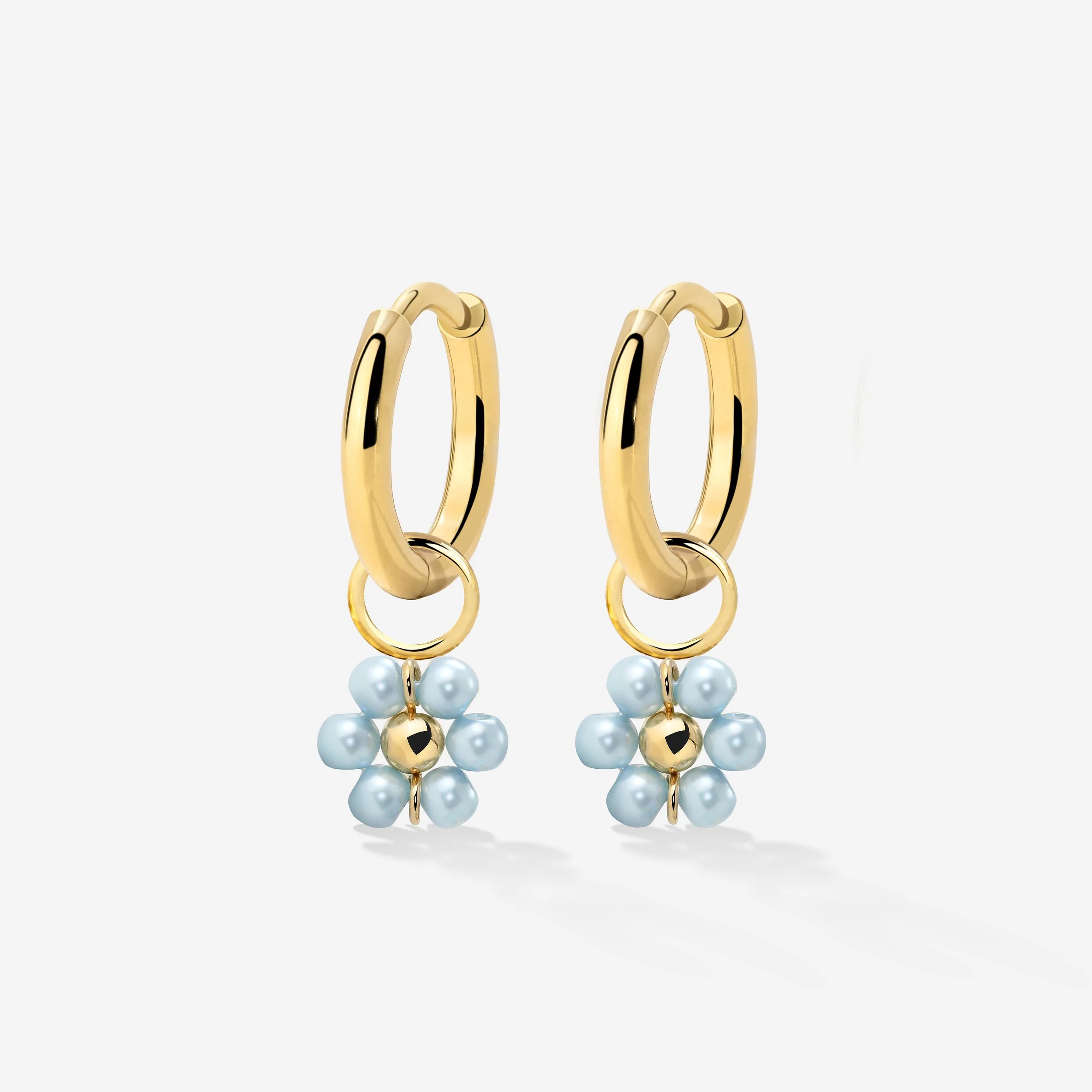 Forever Blue Daisy Hoop Set Small Gold