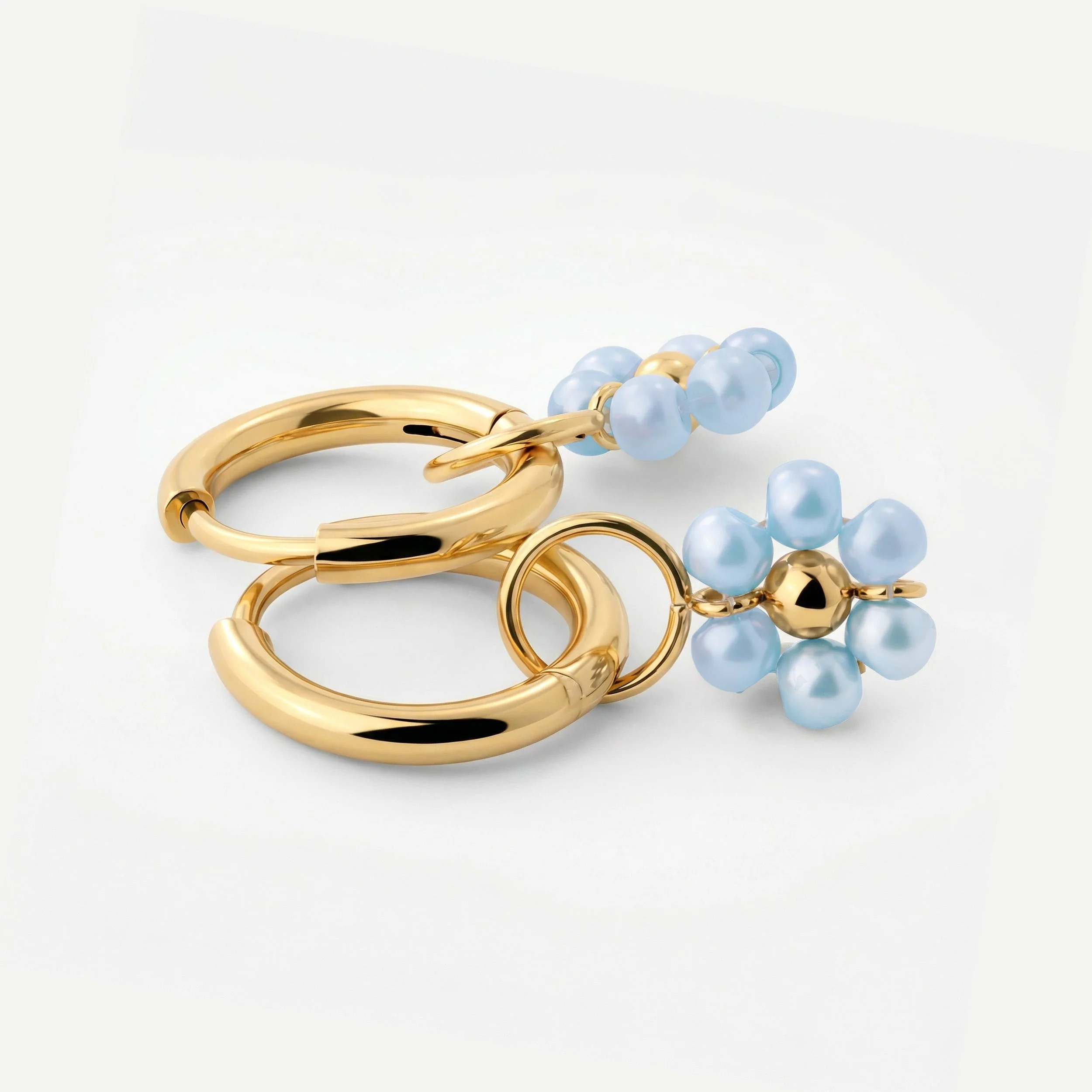 Forever Blue Daisy Hoop Set Small Gold - Image 4