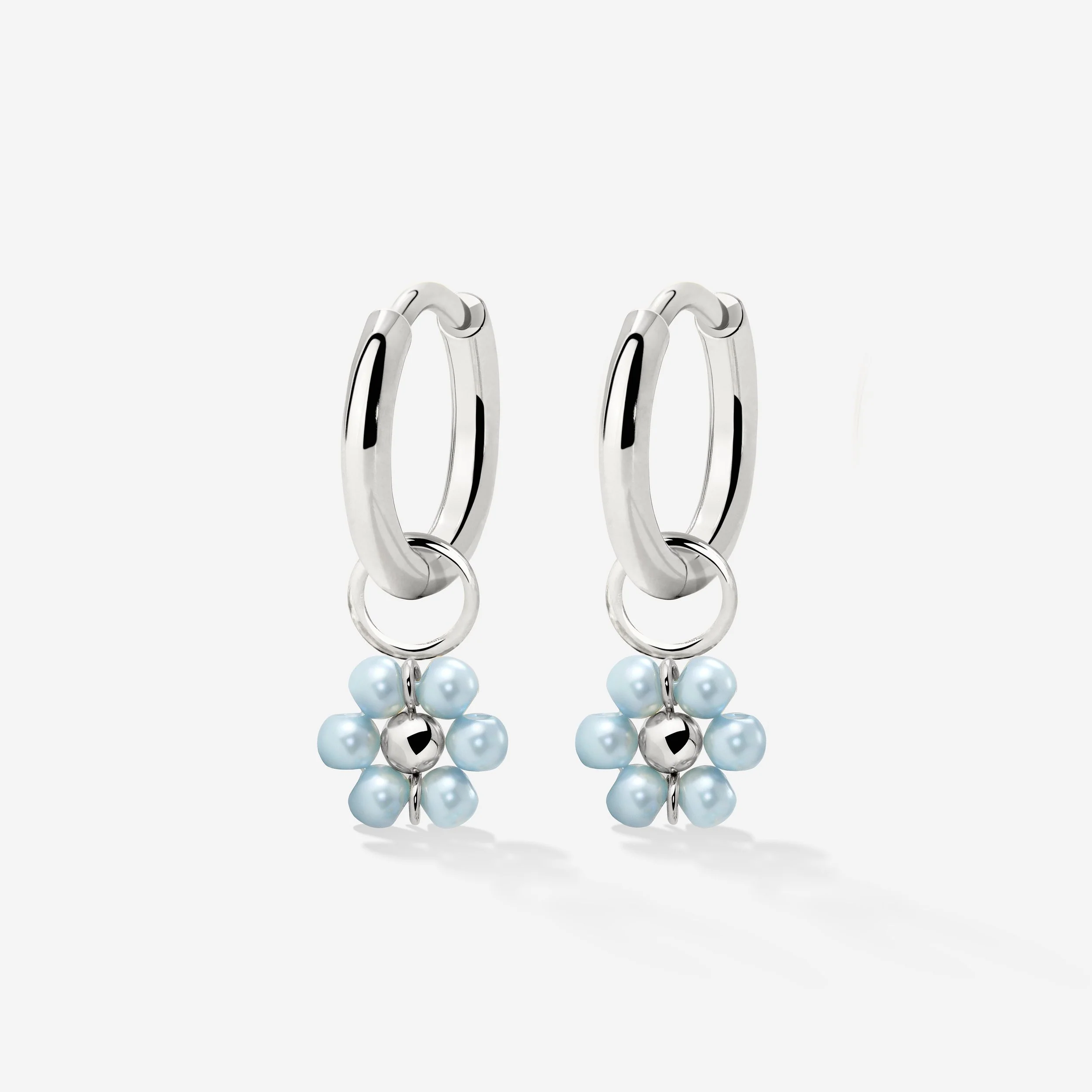 Forever Blue Daisy Hoop Set Small Silver