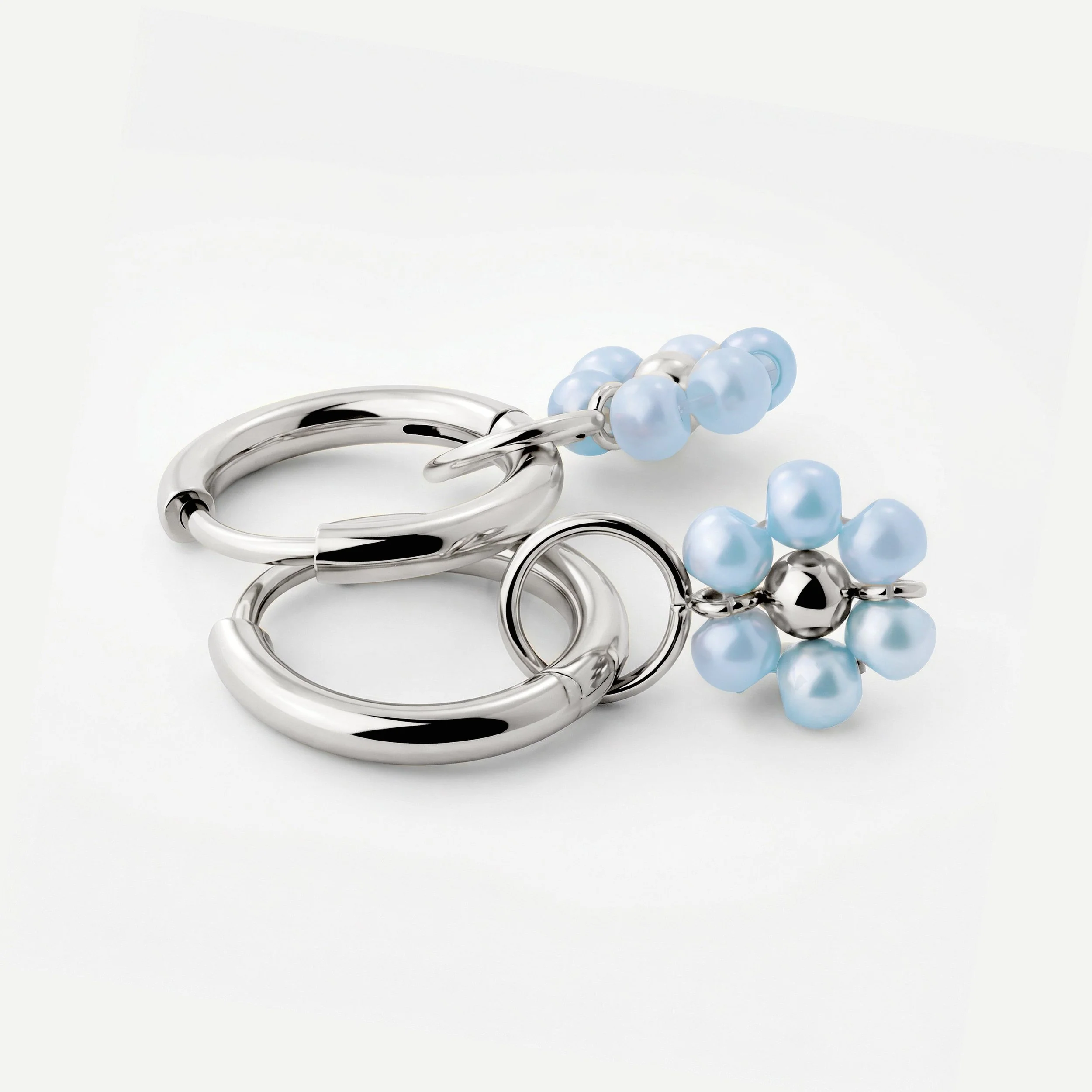 Forever Blue Daisy Hoop Set Small Silver - Image 4