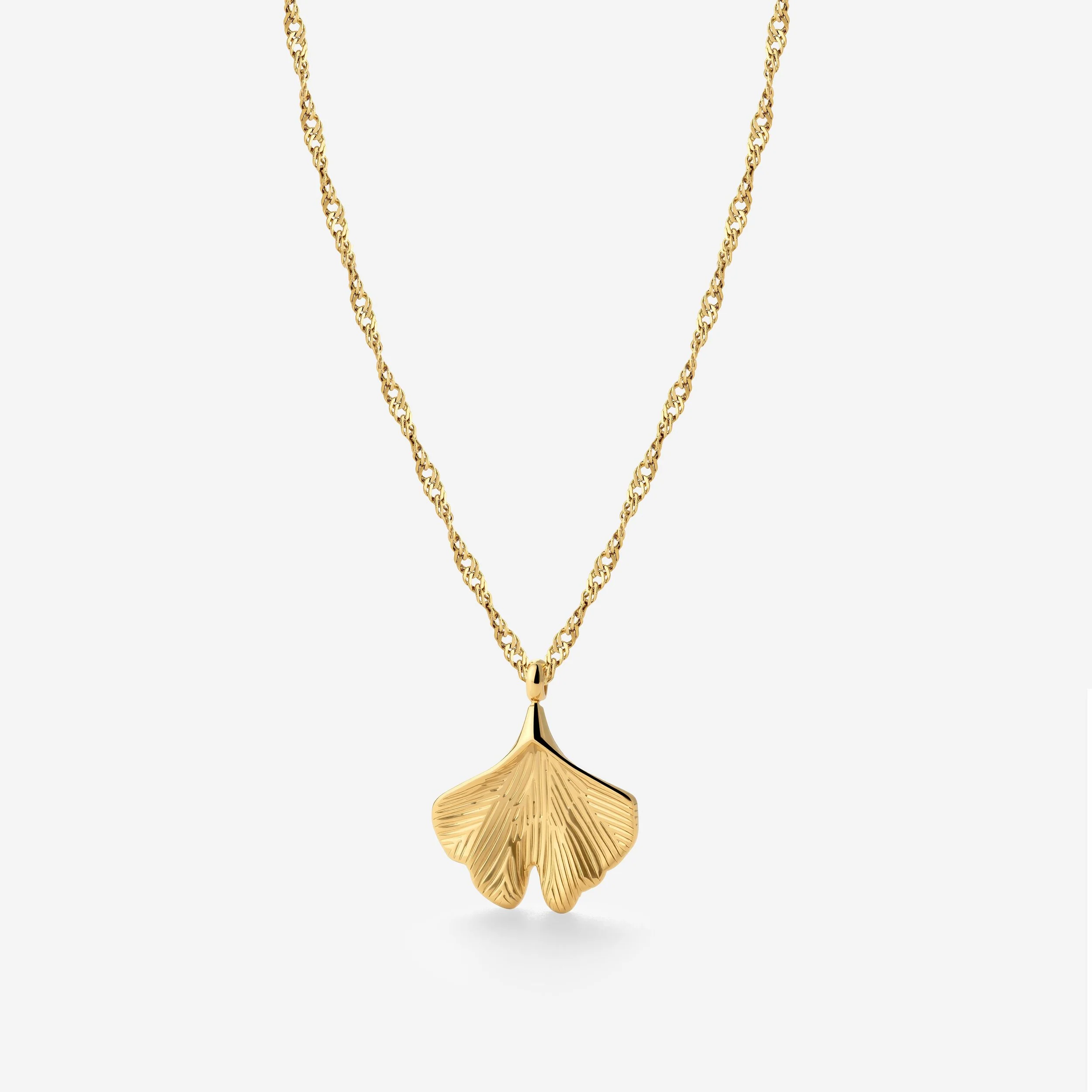 Ginkgo Leaf Necklace Stud Earrings Gold