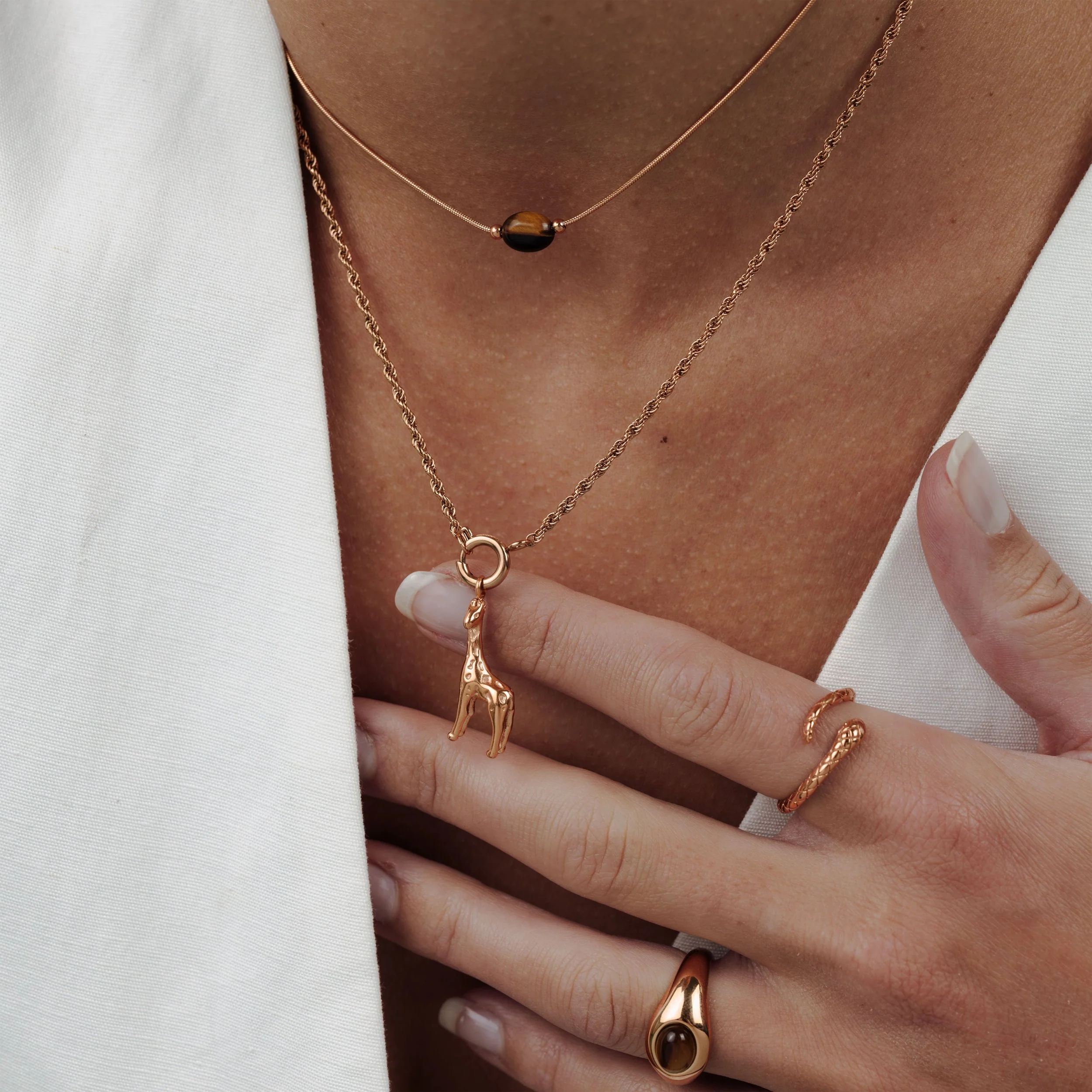 Giraffe Rope Chain Necklace Set Rose Gold - Image 2