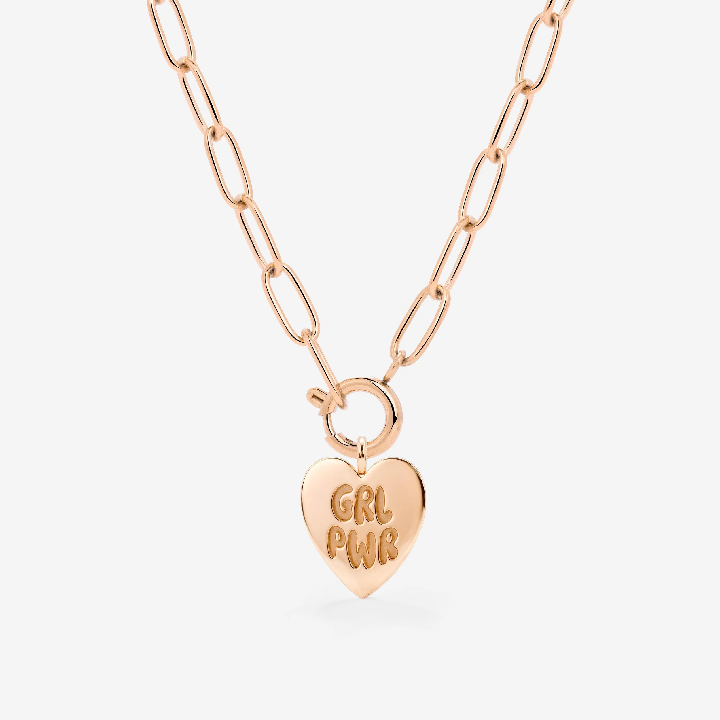 Girl Power Oval Links Necklace Set Rose Gold