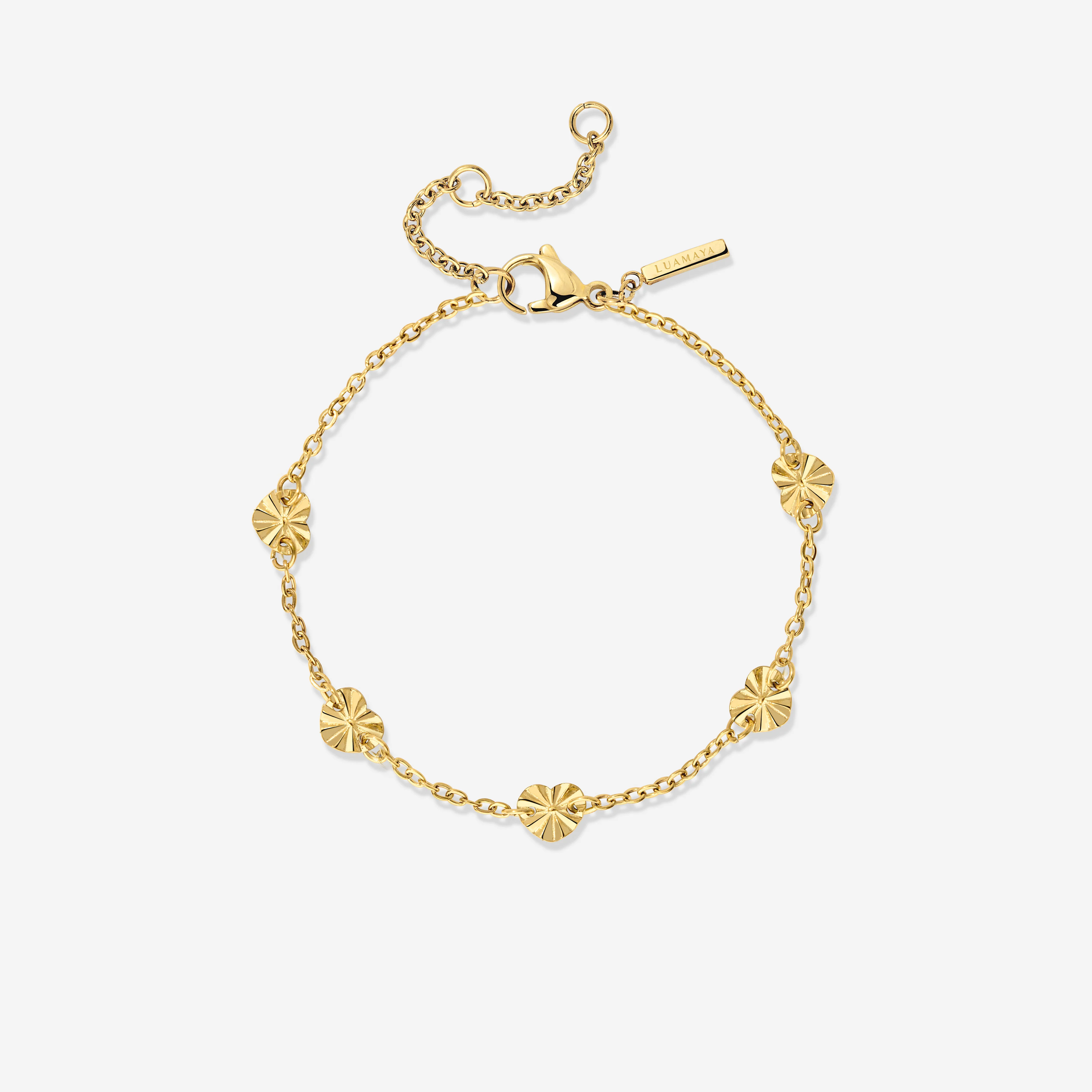 Glass Heart Bracelet Gold