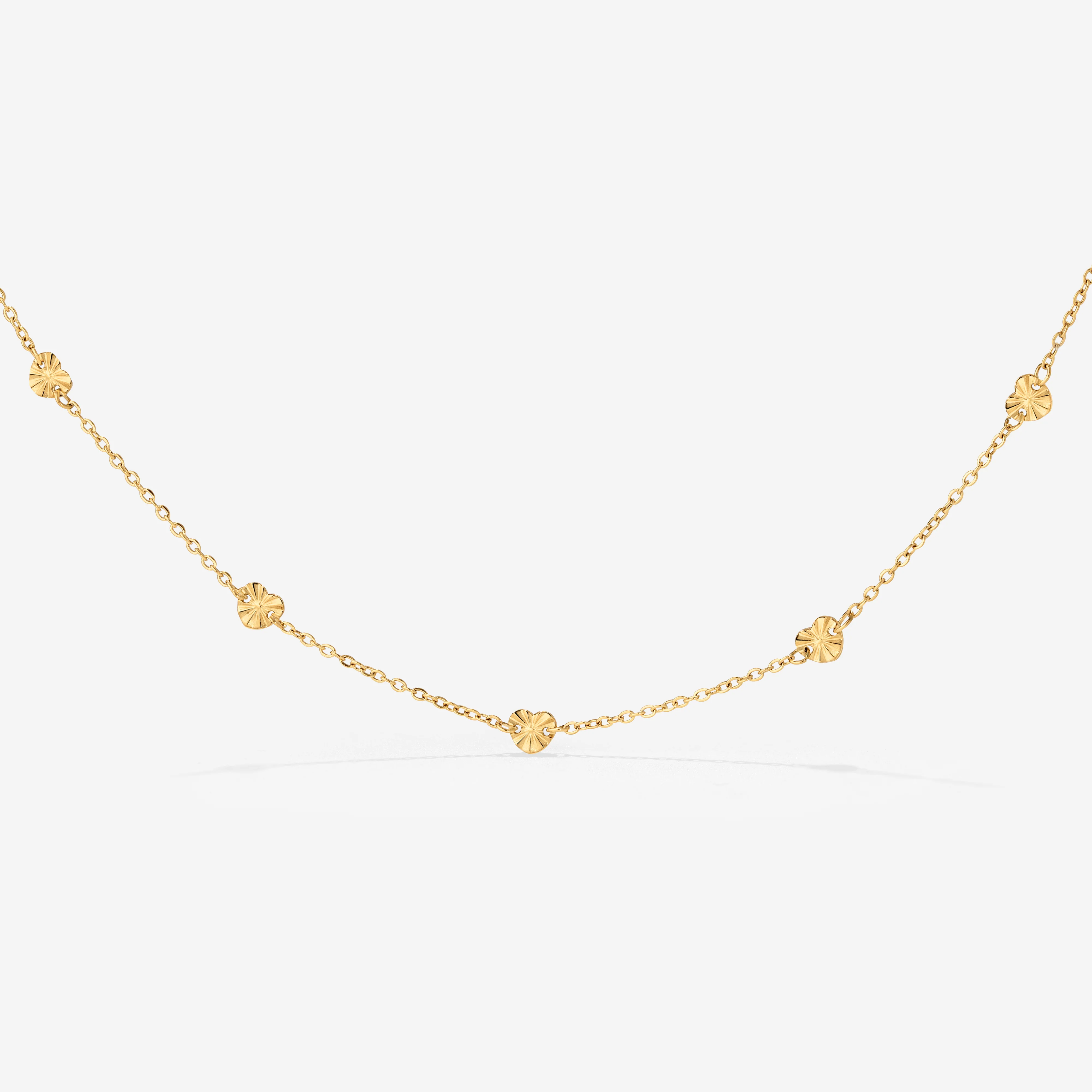 Glass Heart Necklace Gold