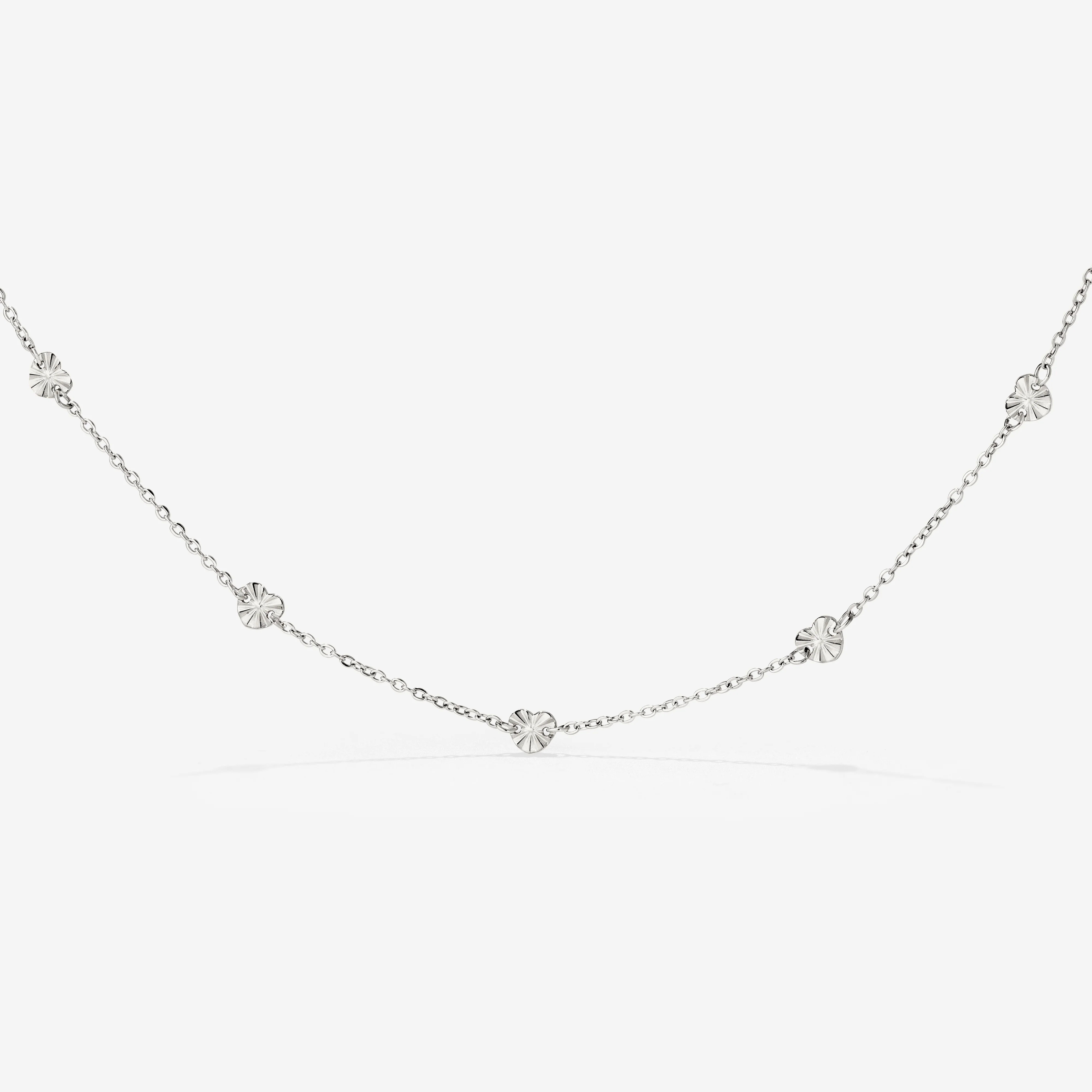 Glass Heart Necklace Silver