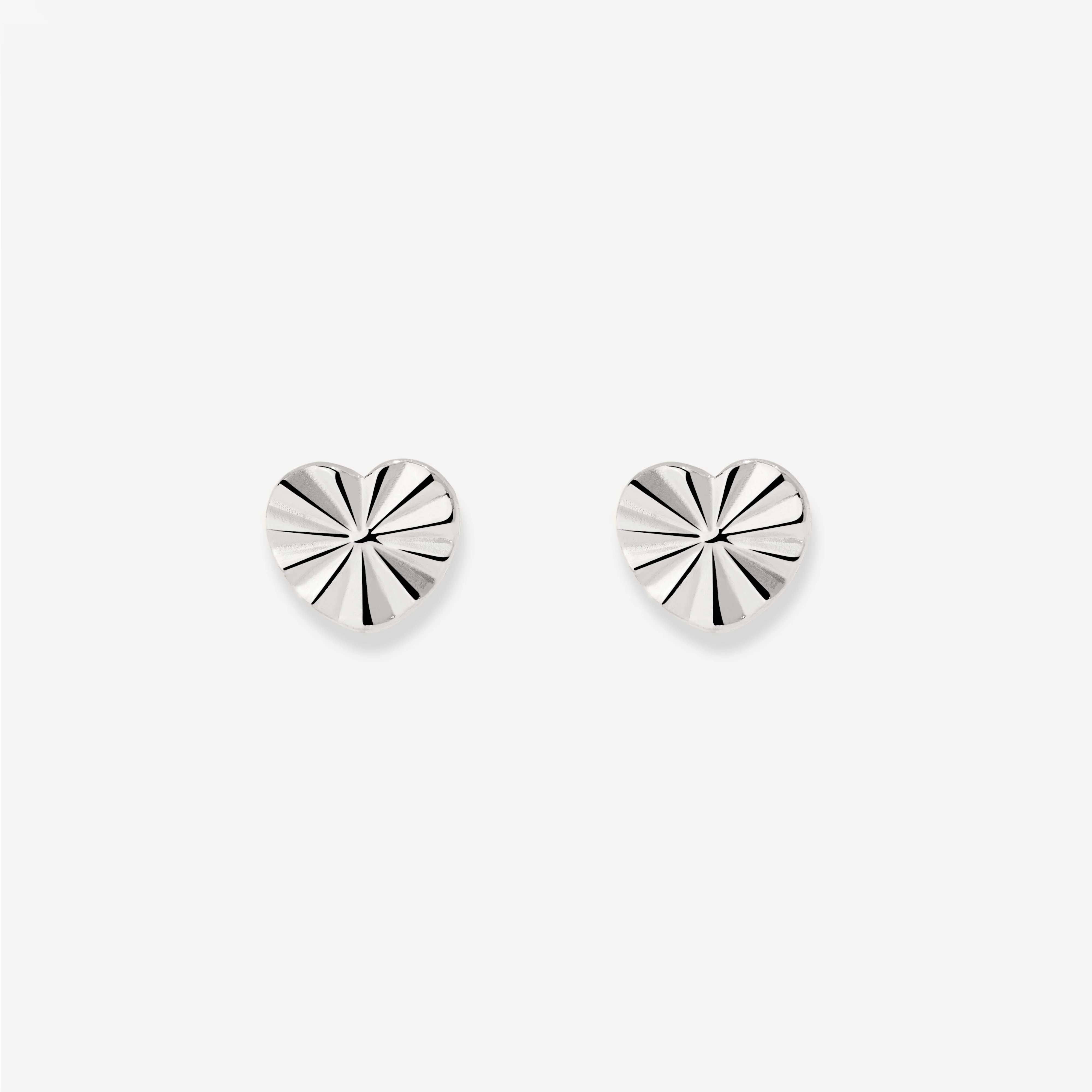 Glass Heart Studs Silver