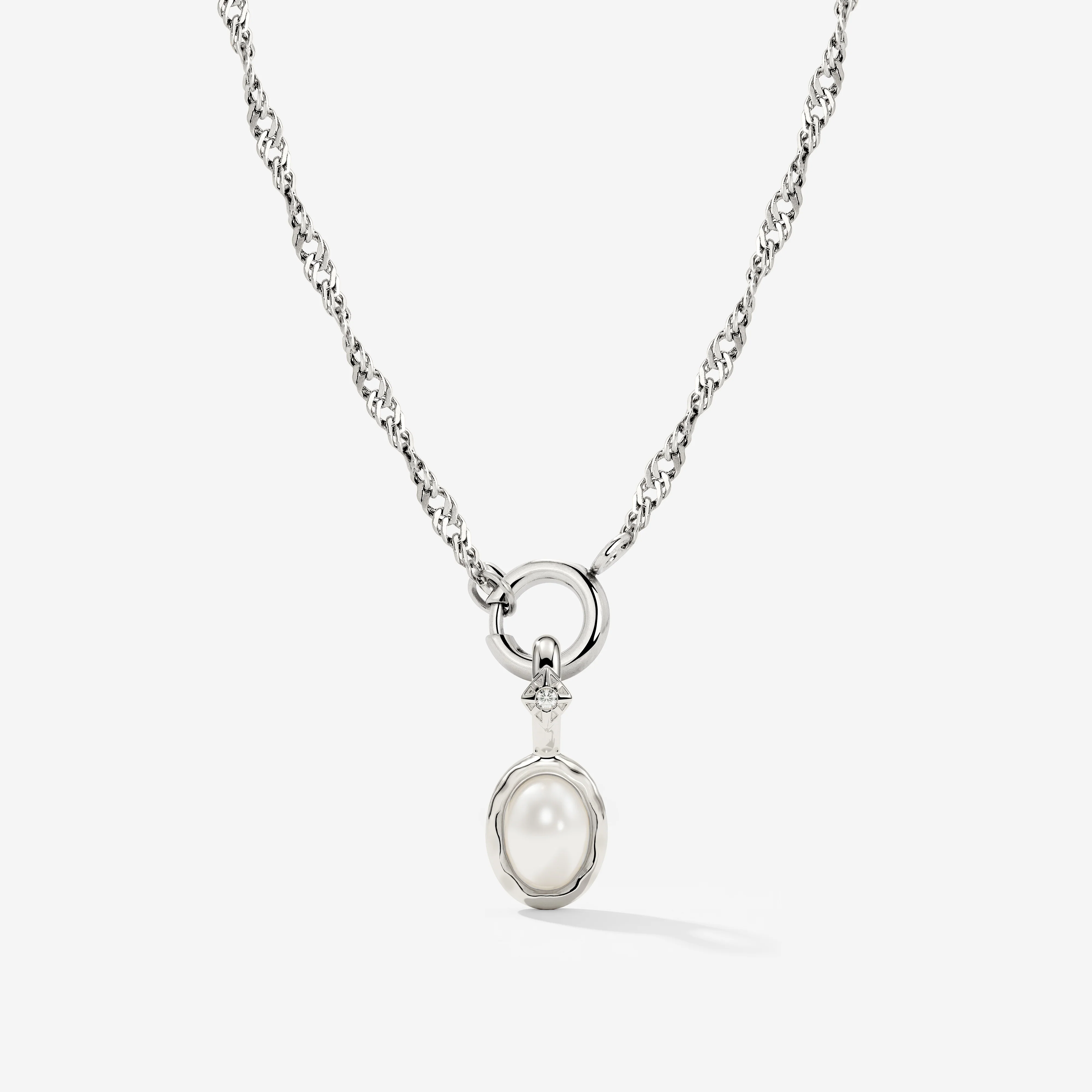 Glazed Singapore Chain Necklace Set Silver