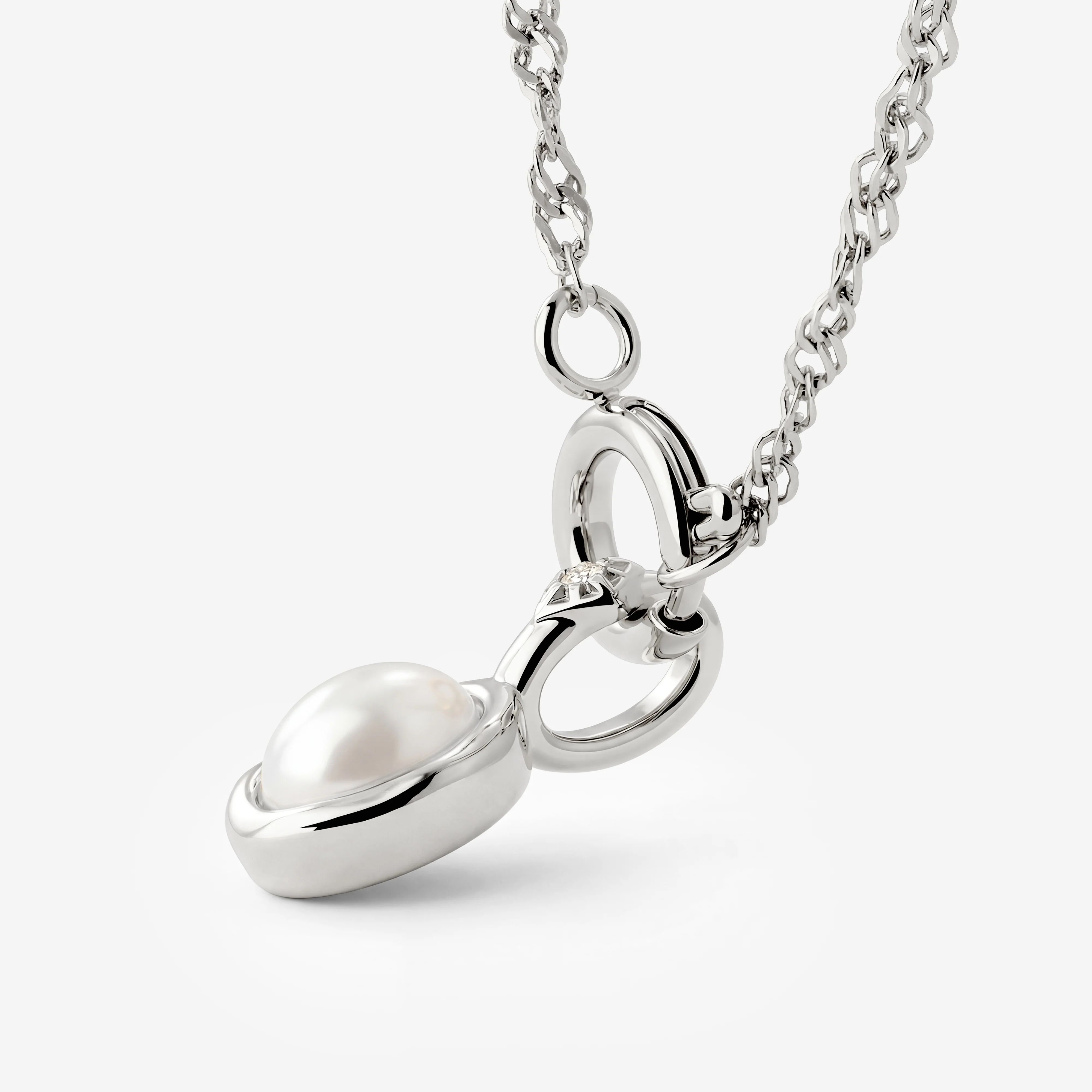 Glazed Singapore Chain Necklace Set Silver - Image 4