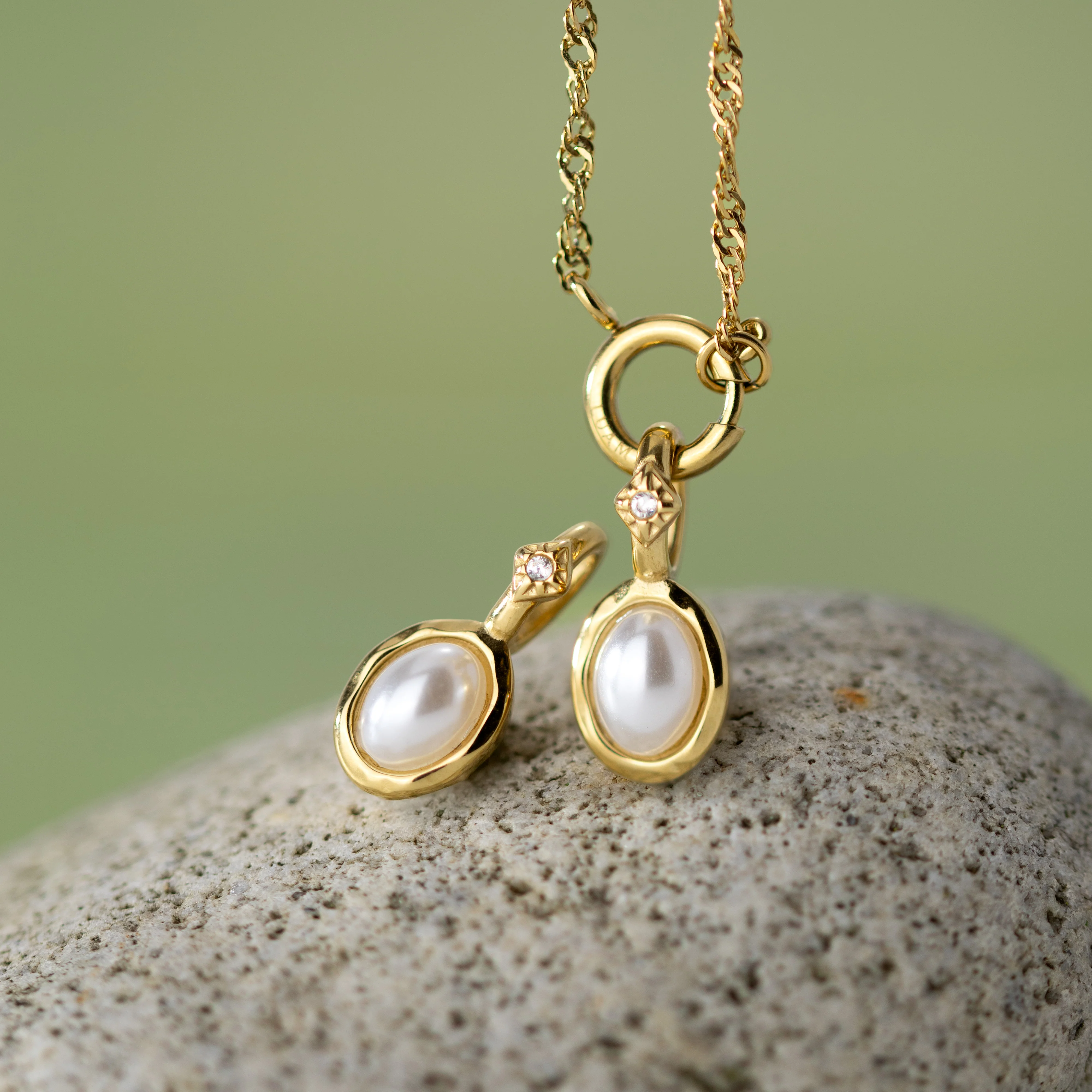 Glazed Singapore Chain Necklace Set Silver - Image 5