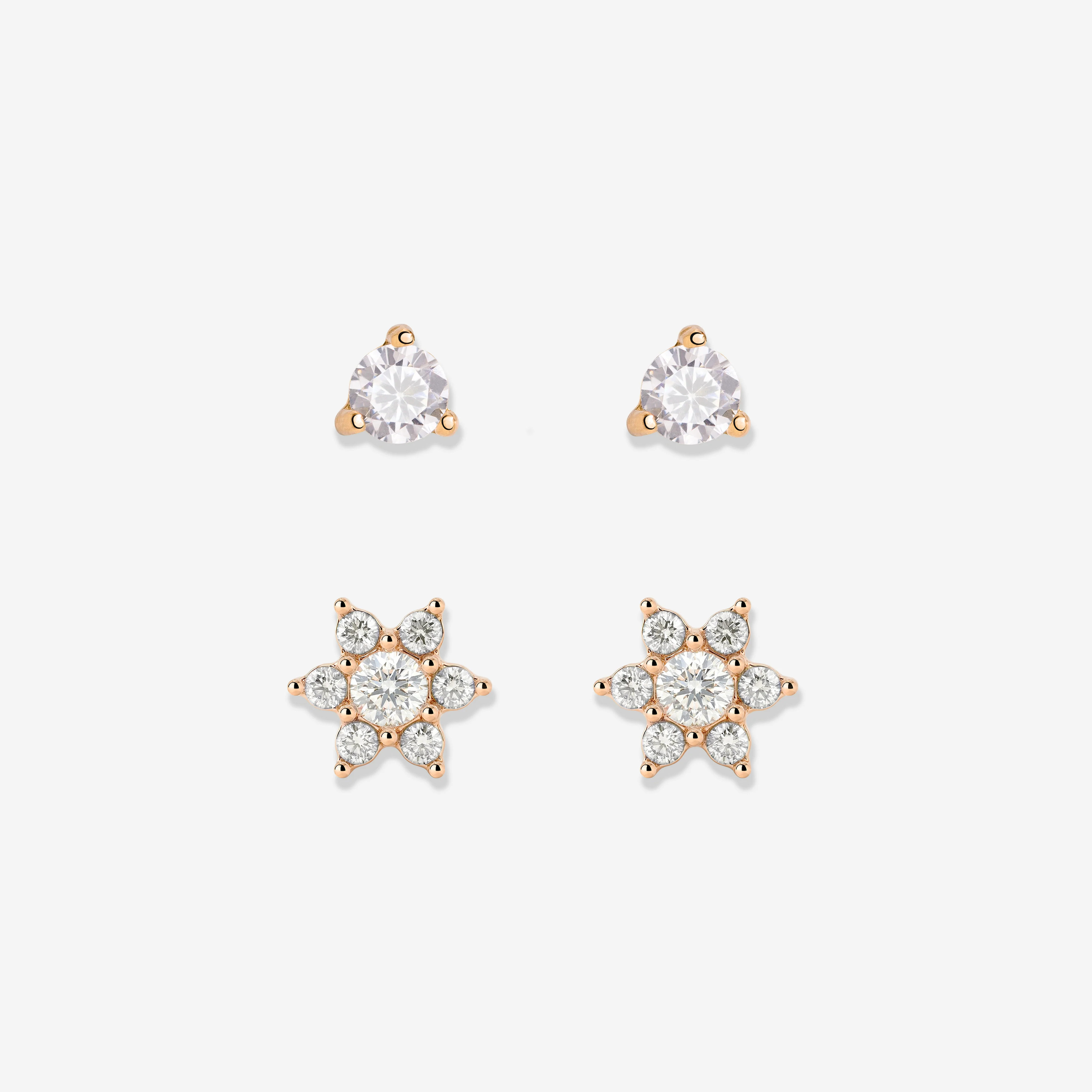 Glimmering Petals Stud Bundle Rose Gold
