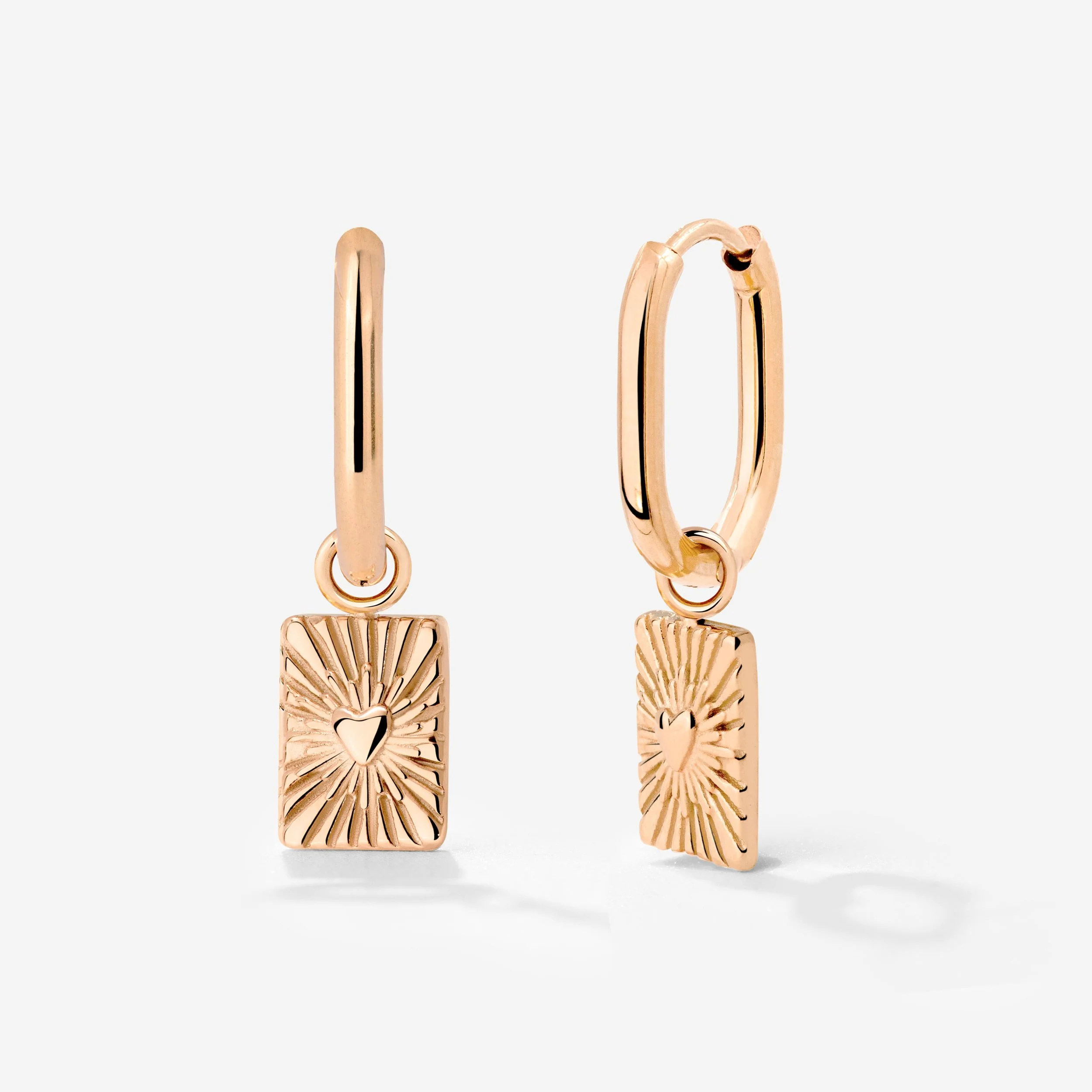 Glowing Heart Oval Hoop Set Baby Rose Gold